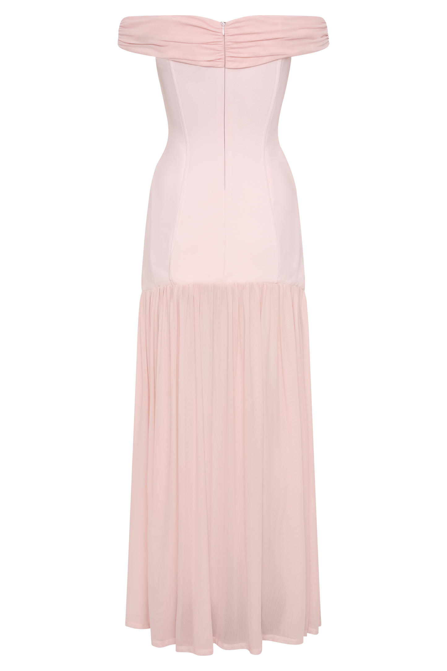 Kellie Off Shoulder Crepe Maxi Dress - Blush Pink