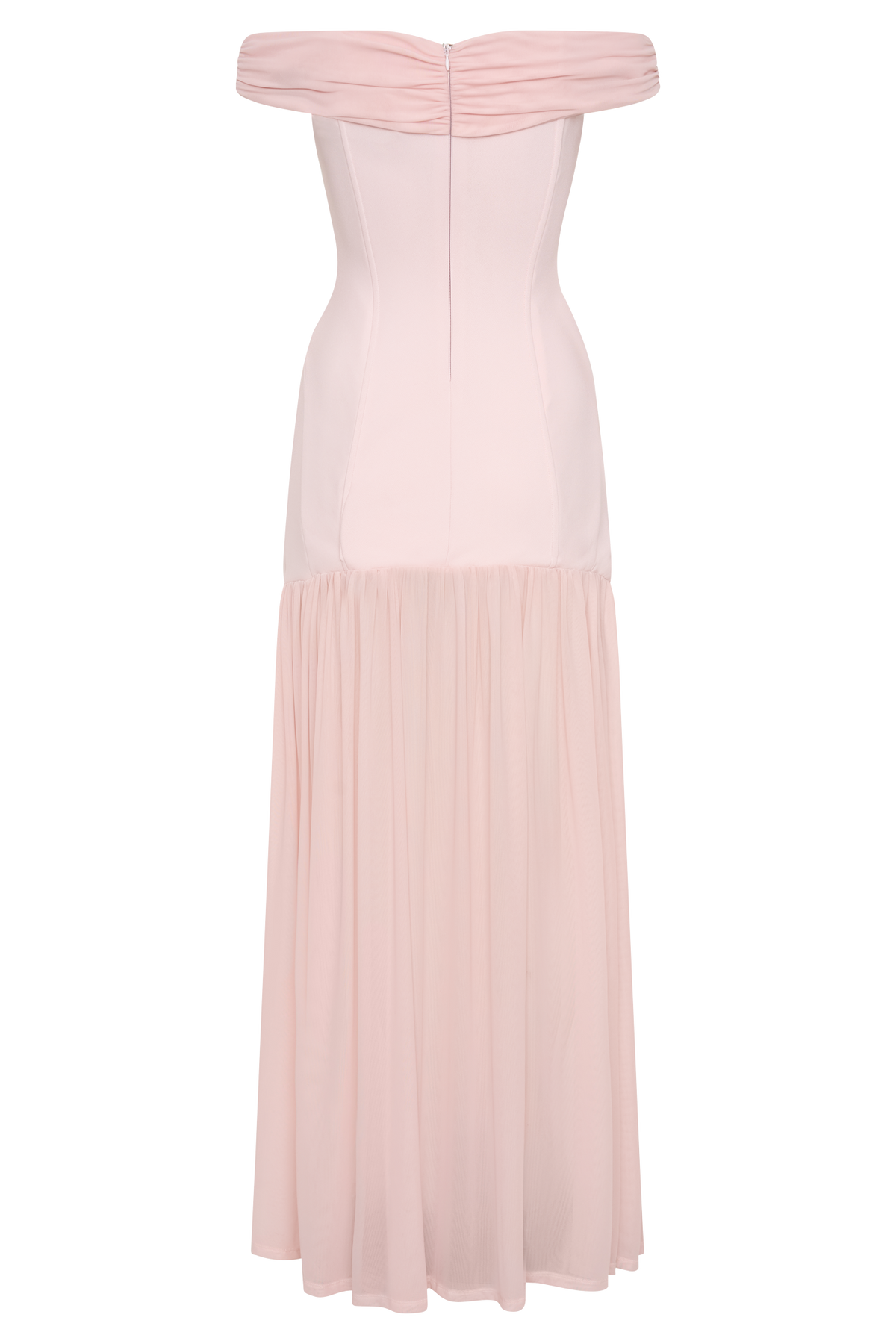 Kellie Off Shoulder Crepe Maxi Dress - Blush Pink