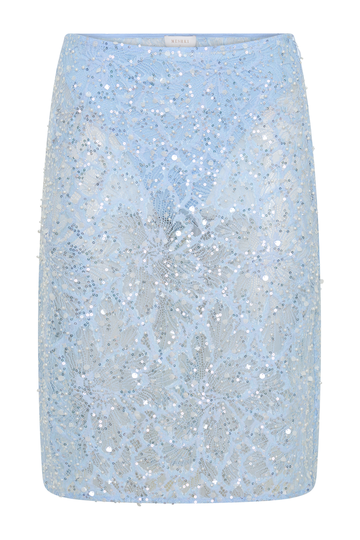 Kiara Pearl Beaded Midi Skirt - Powder Blue #10