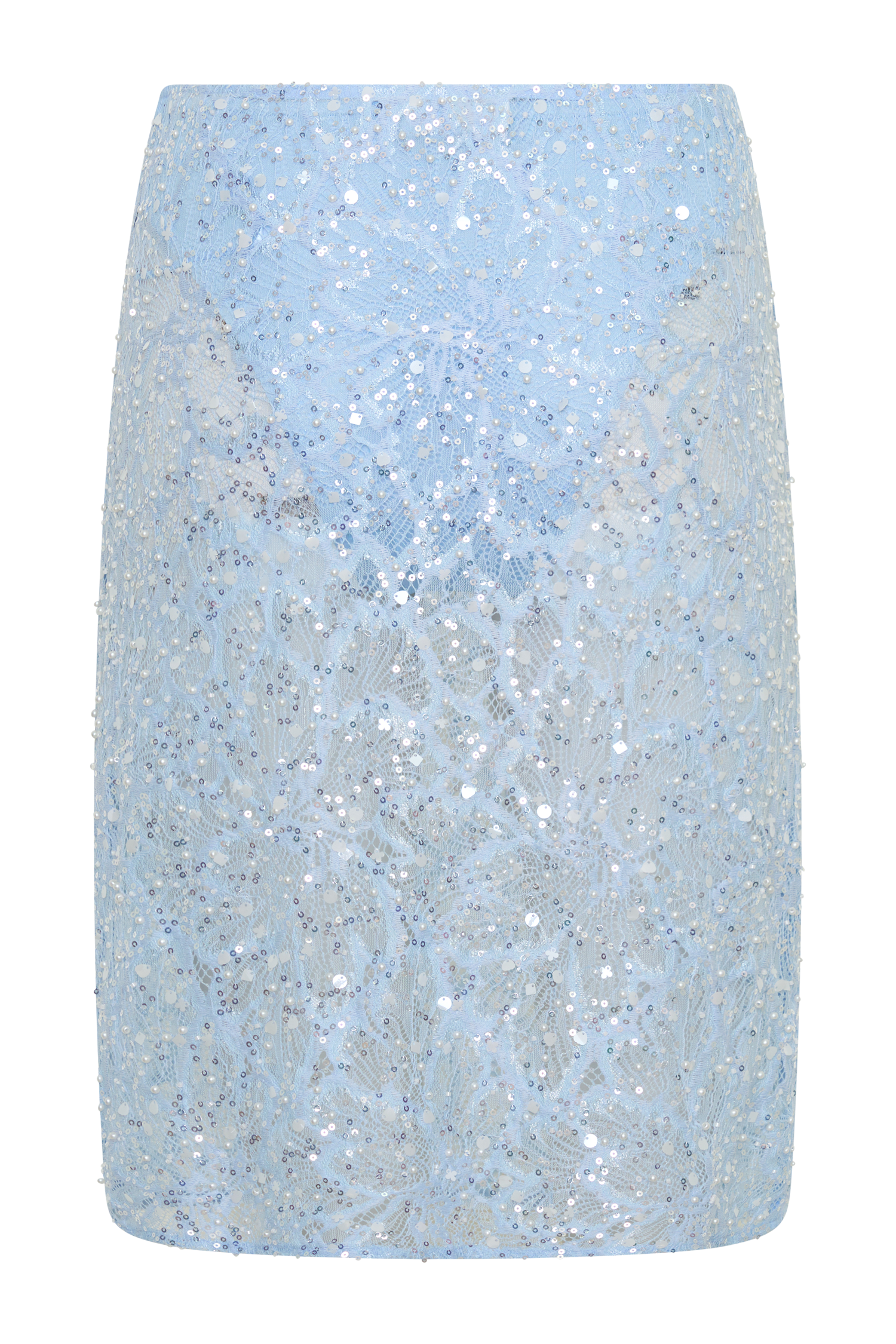 Kiara Pearl Beaded Midi Skirt - Powder Blue #8