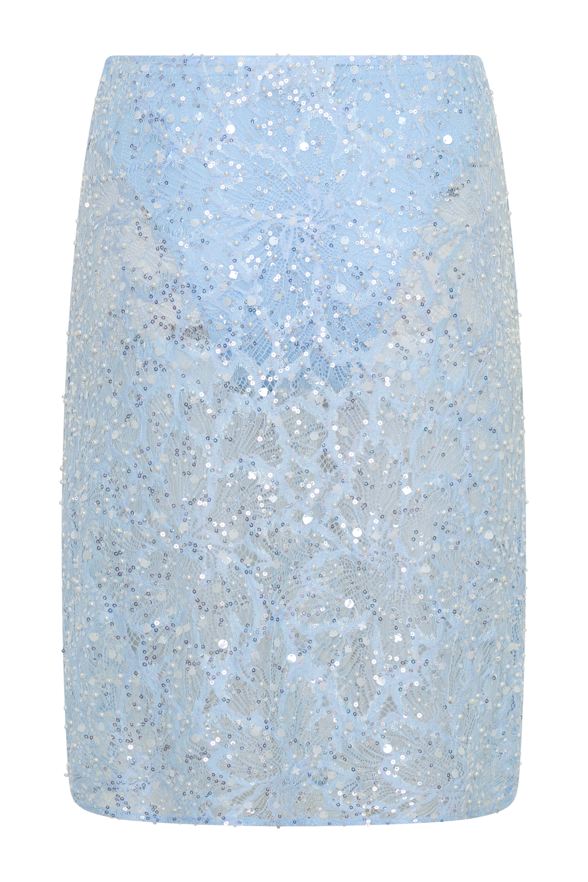Kiara Pearl Beaded Midi Skirt - Powder Blue #9