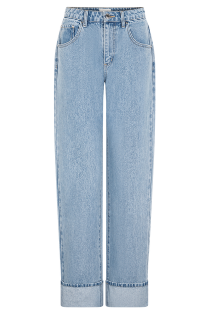 Kirralee Straight Leg Cuffed Jeans - Classic Blue