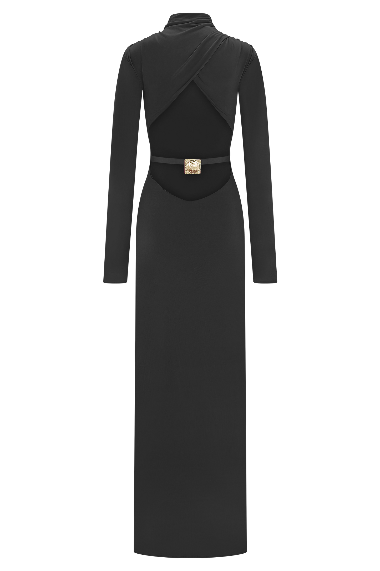 Kiyah Slinky Cut Out Maxi Dress - Black