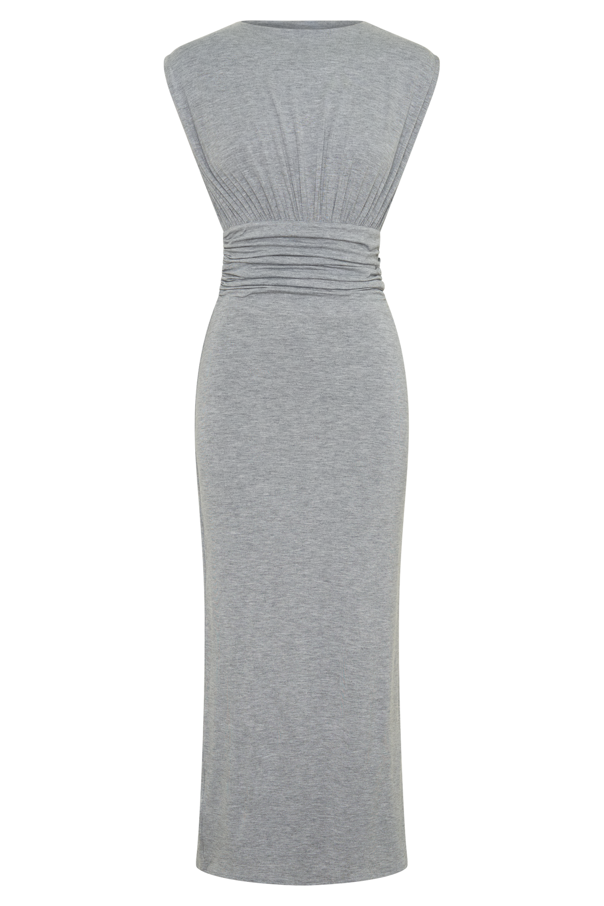Kura Ruched Modal Sleeveless Midi Dress - Grey Marle #9