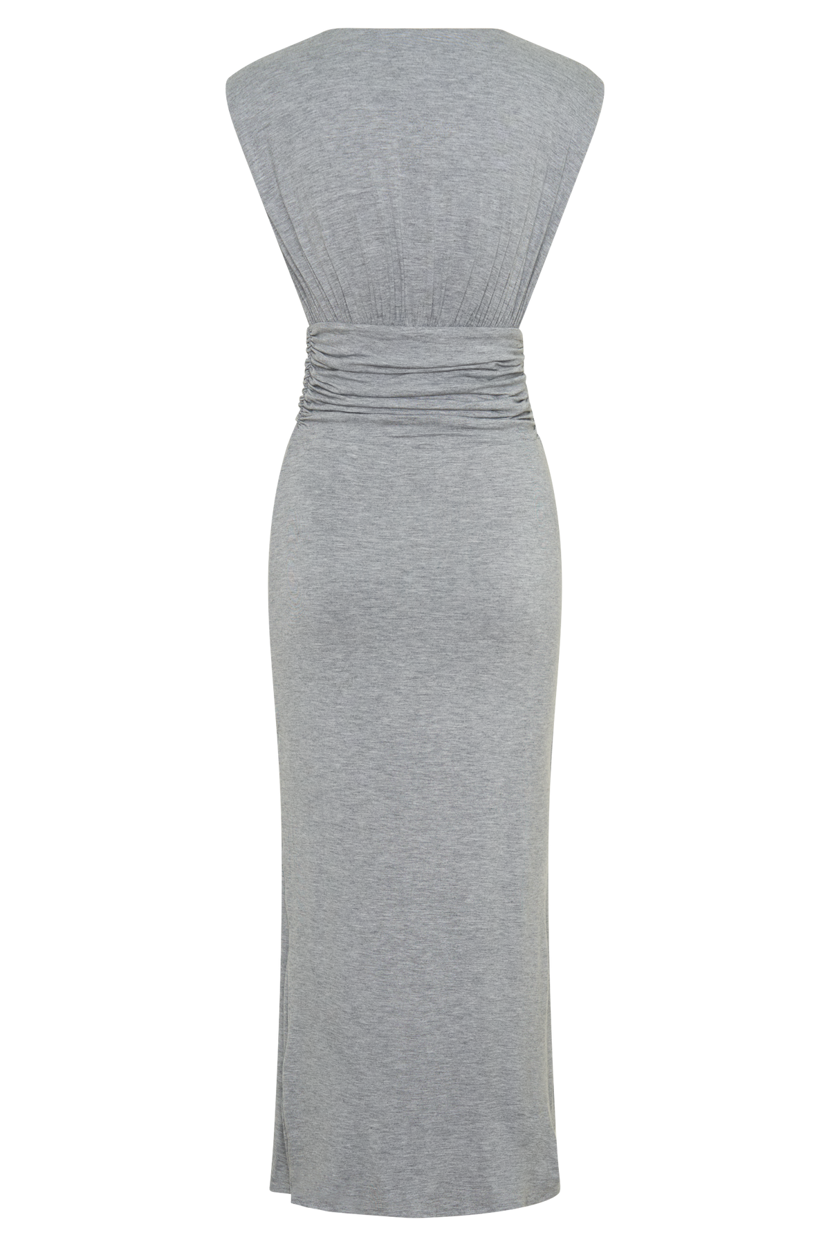 Kura Ruched Modal Sleeveless Midi Dress - Grey Marle #8