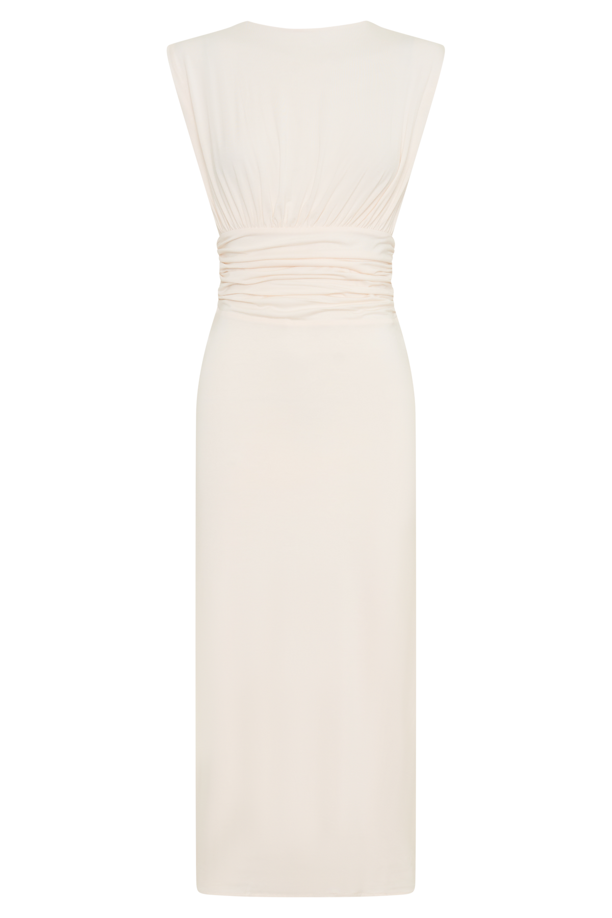 Kura Ruched Modal Sleeveless Midi Dress - Ivory #9