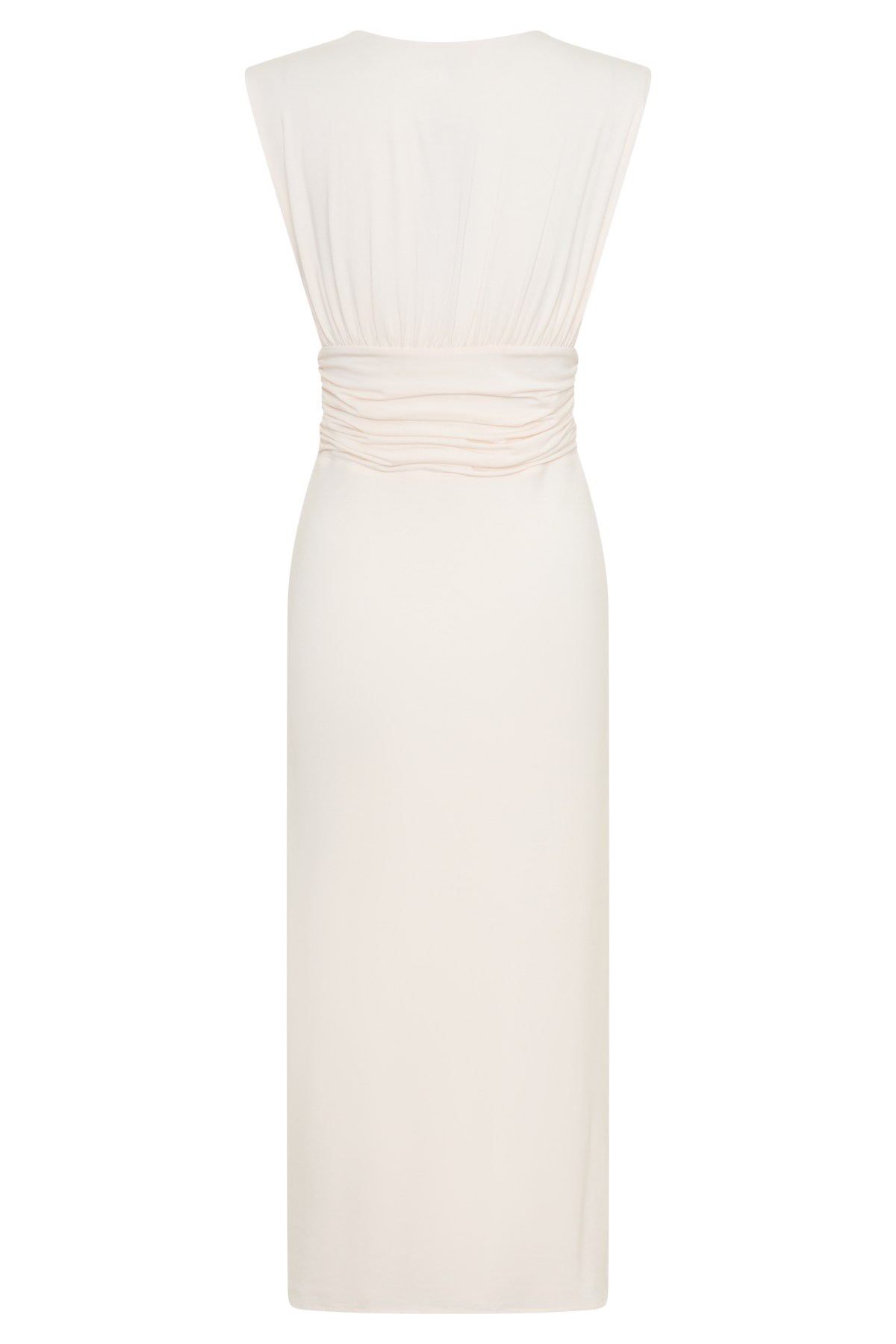 Kura Ruched Modal Sleeveless Midi Dress - Ivory #8