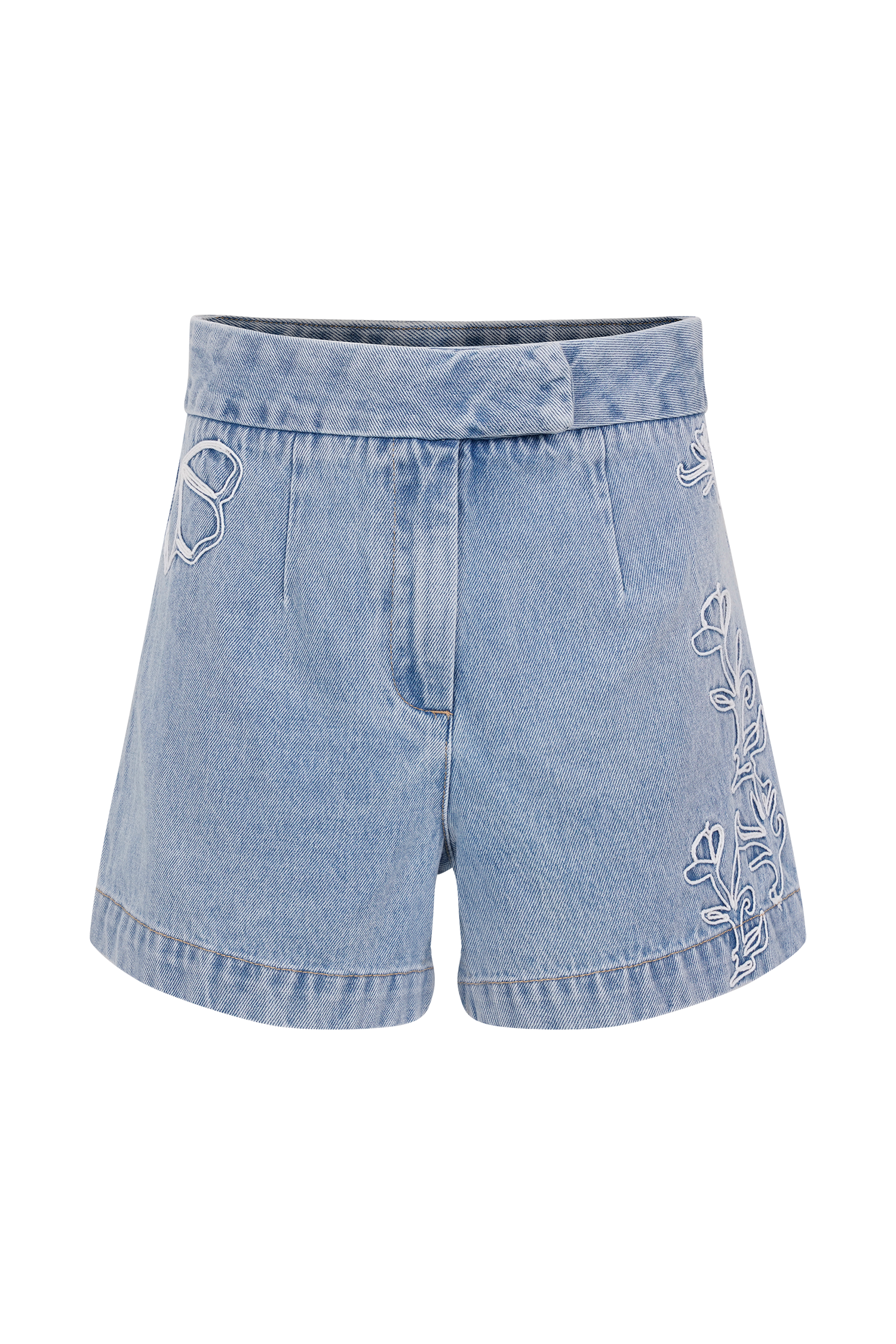 Kylee Embroidered Shorts - Mid Blue #8