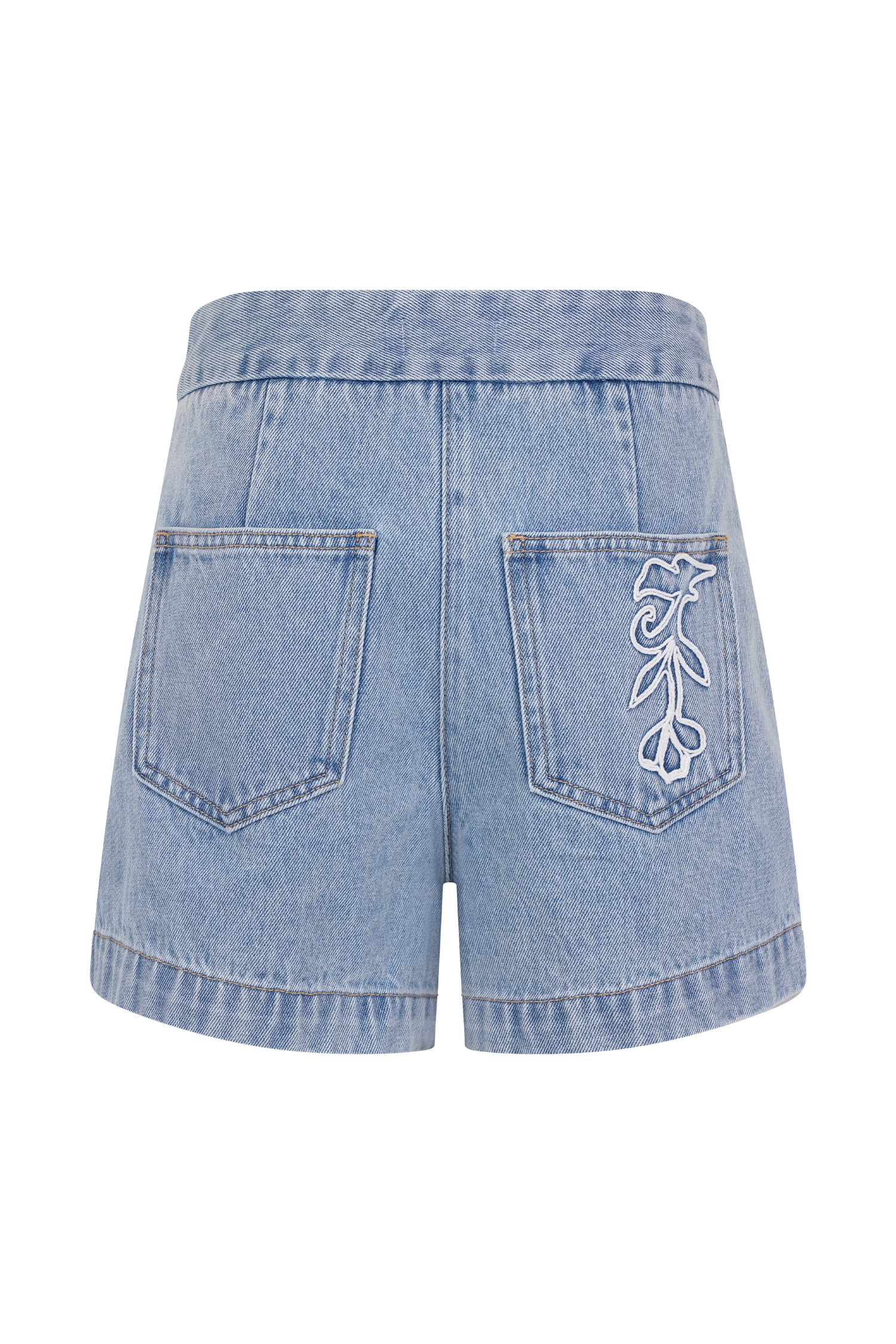 Kylee Embroidered Shorts - Mid Blue #7