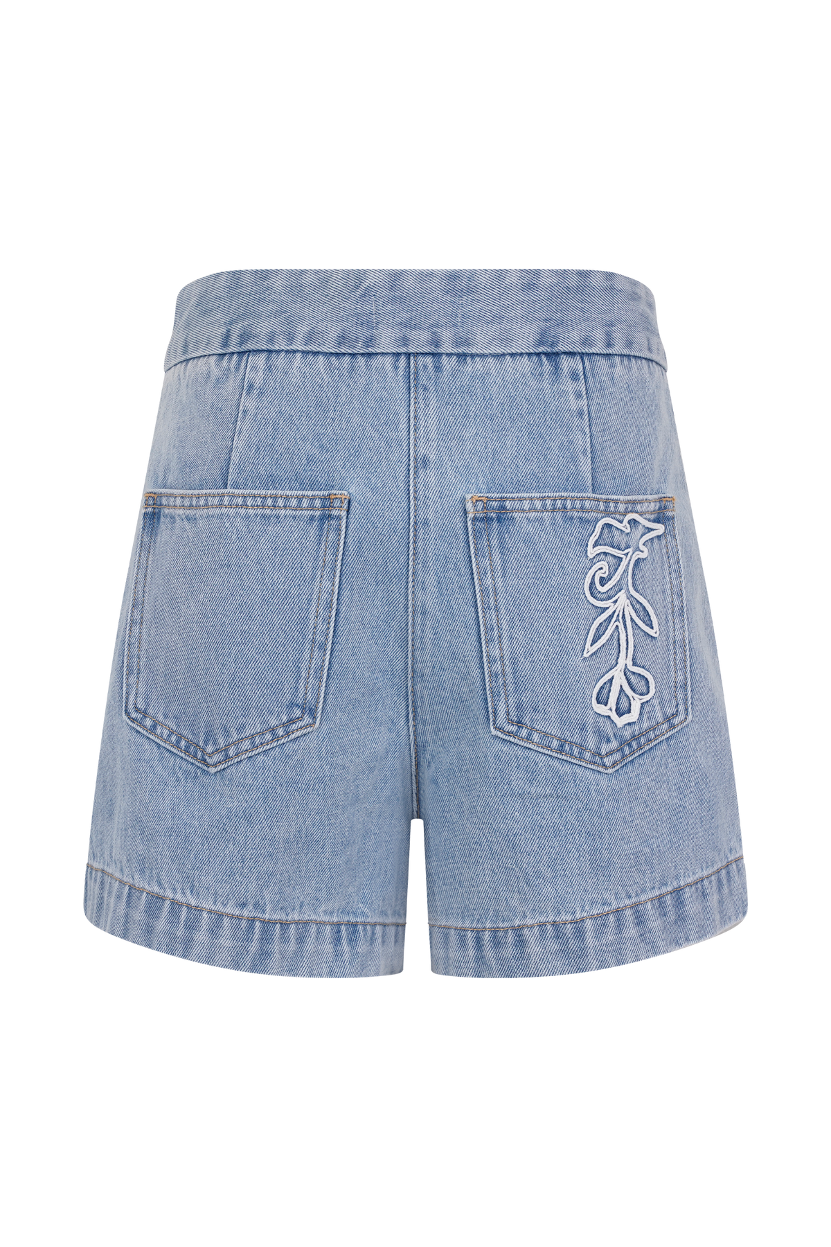 Kylee Embroidered Shorts - Mid Blue #7