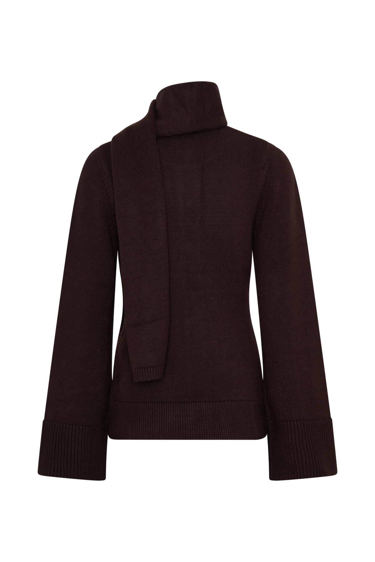 Lara Knit Cardigan With Scarf - Chocolate #6