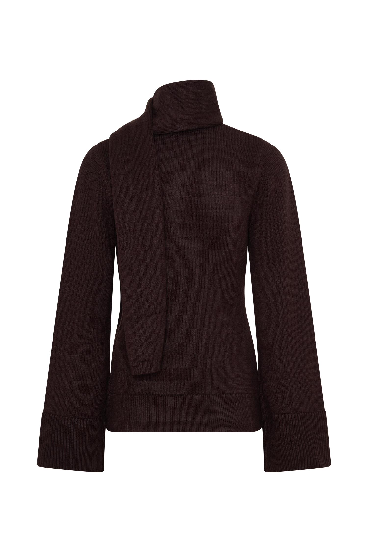 Lara Knit Cardigan With Scarf - Chocolate #6