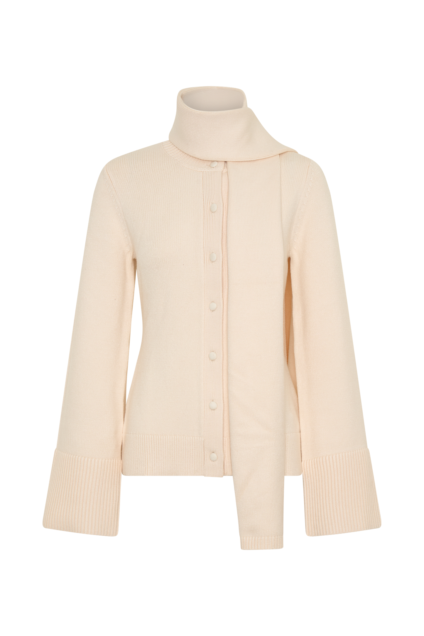 Lara Knit Cardigan With Scarf - Ivory