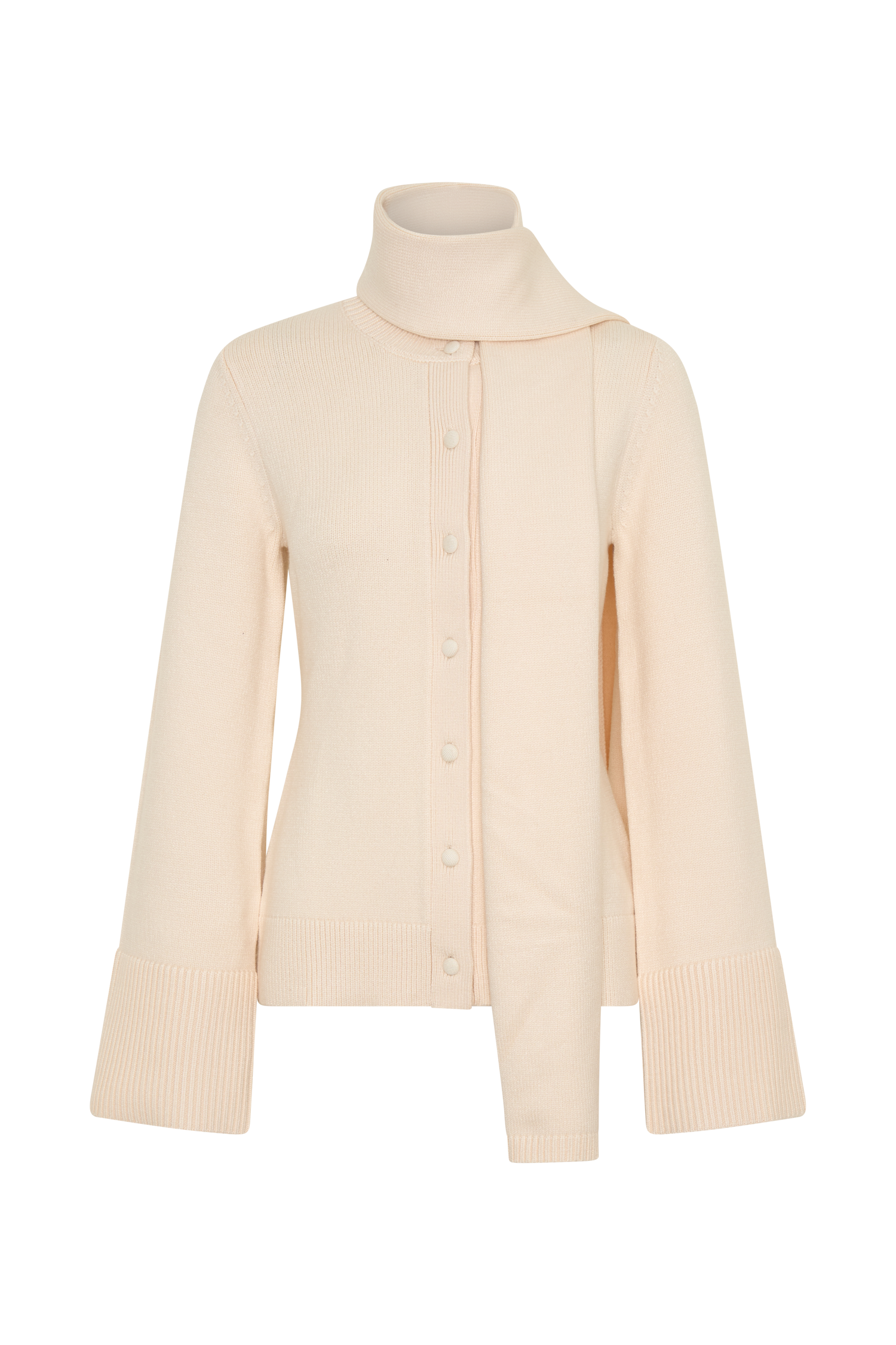 Lara Knit Cardigan With Scarf - Ivory #9