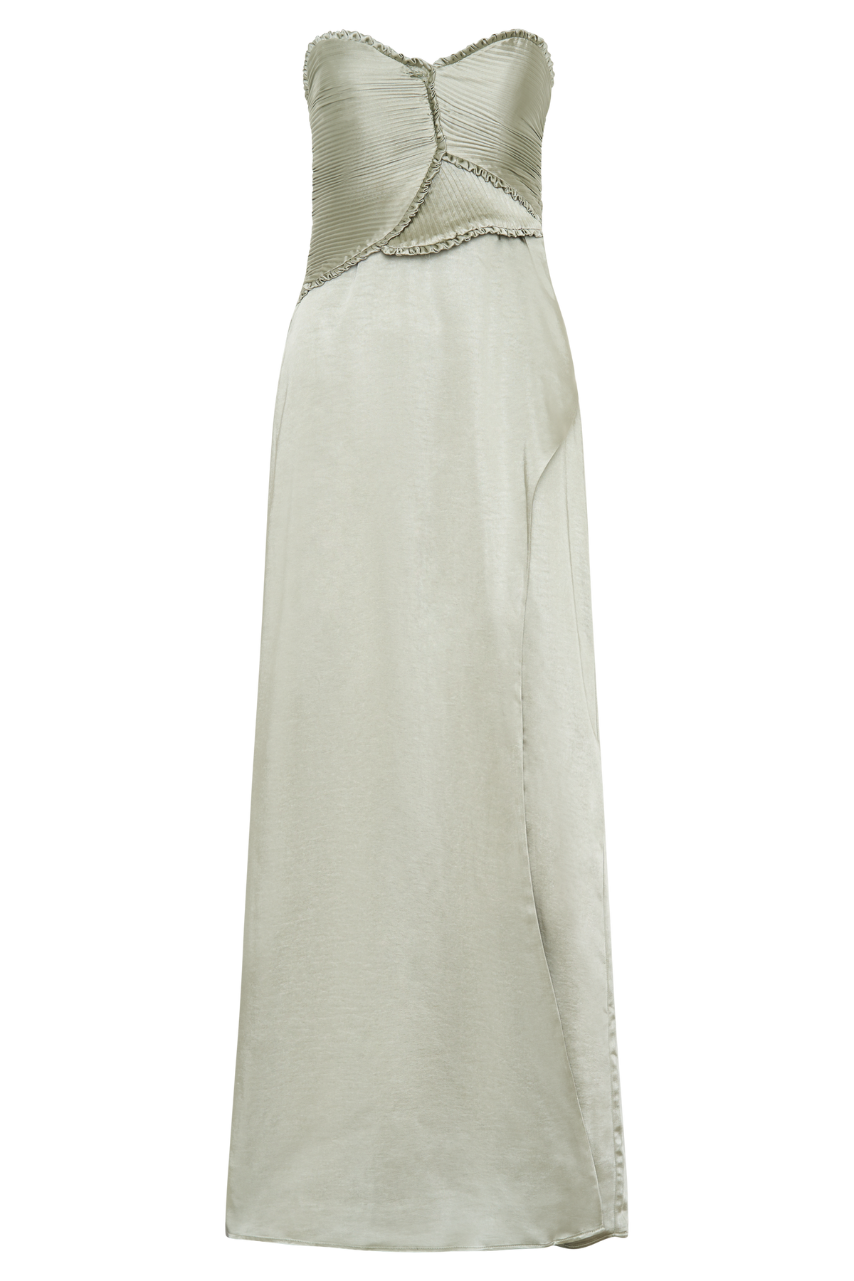 Larissa Satin Maxi Dress With Ruched Petals - Sage #7