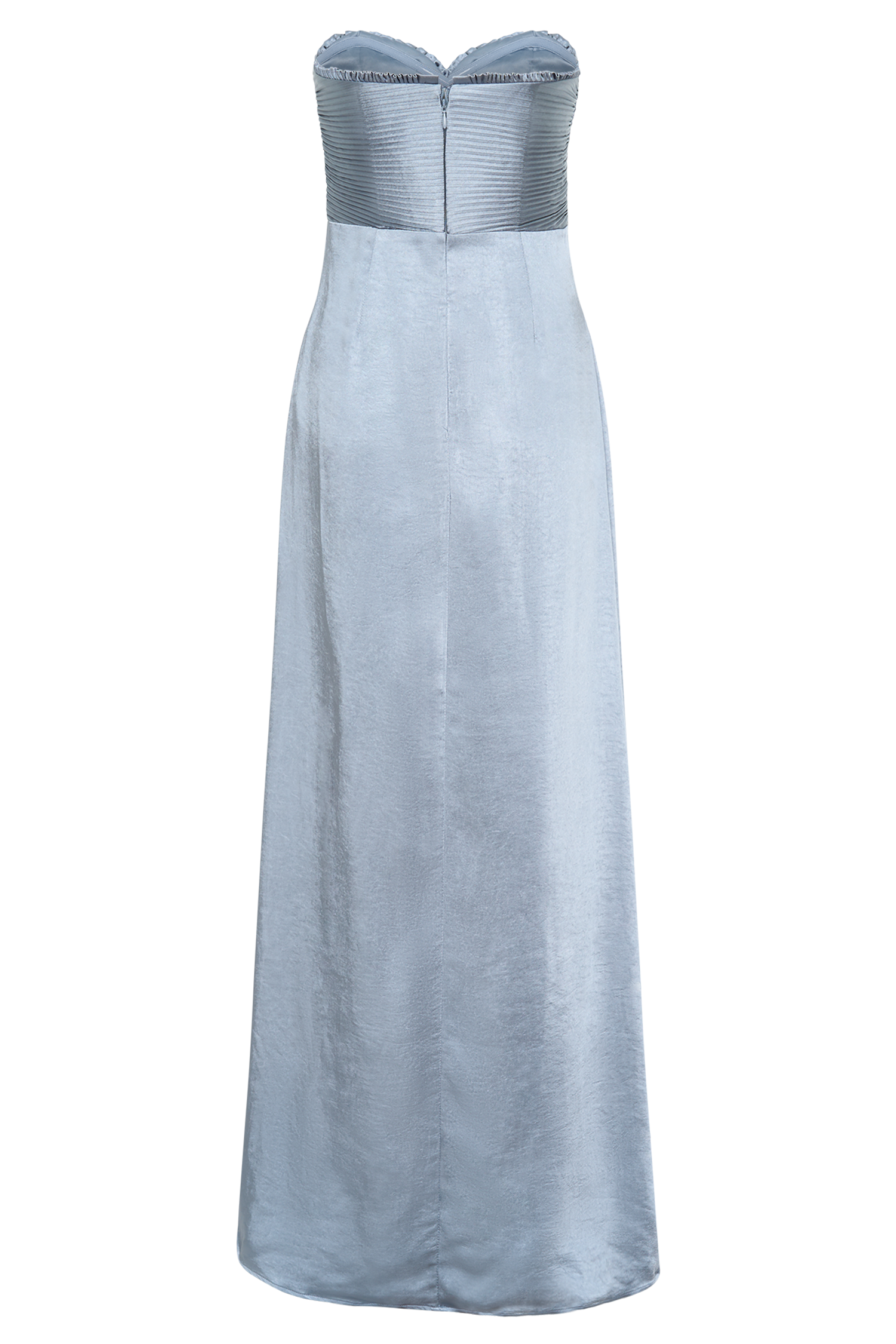 Larissa Satin Maxi Dress With Ruched Petals - Frosted Blue #6