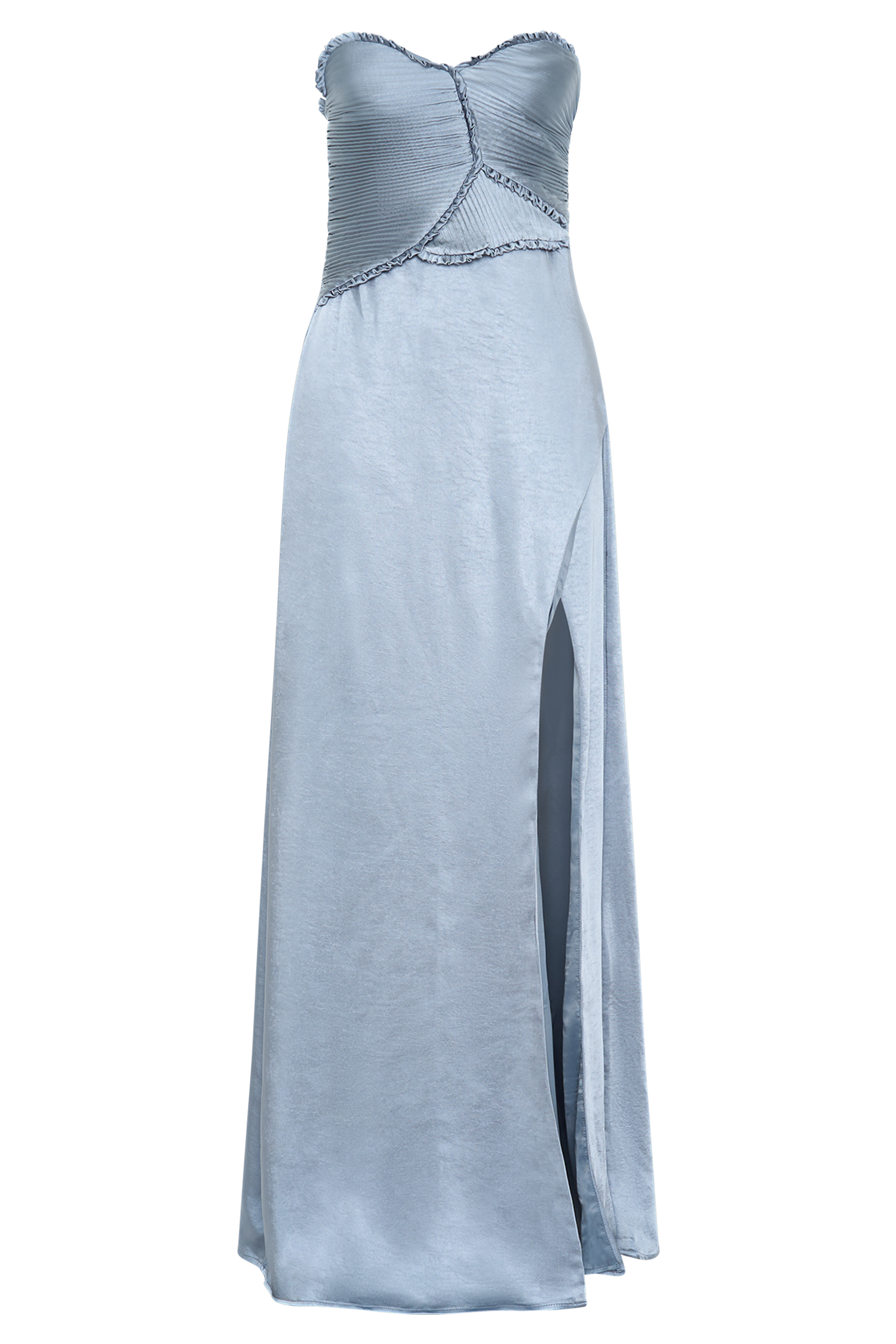 Larissa Satin Maxi Dress With Ruched Petals - Frosted Blue #7