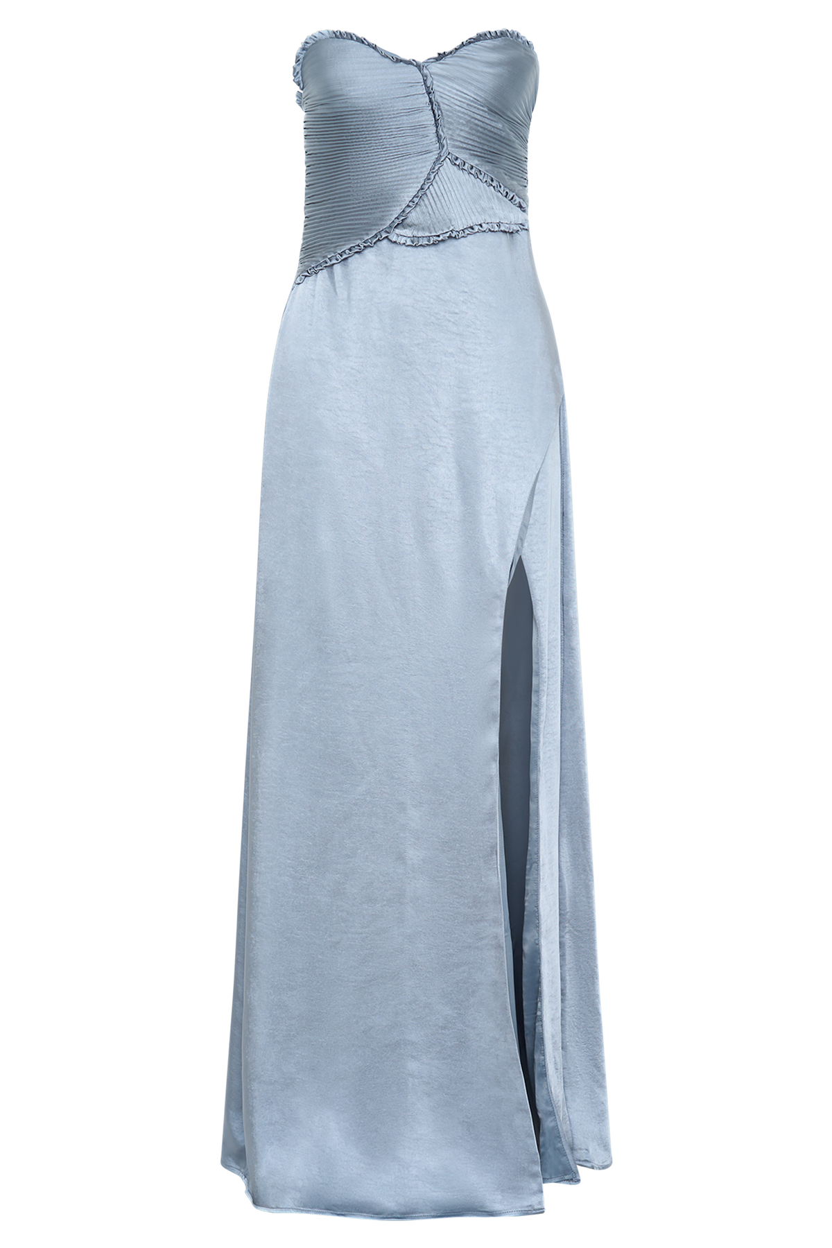 Larissa Satin Maxi Dress With Ruched Petals - Frosted Blue #7