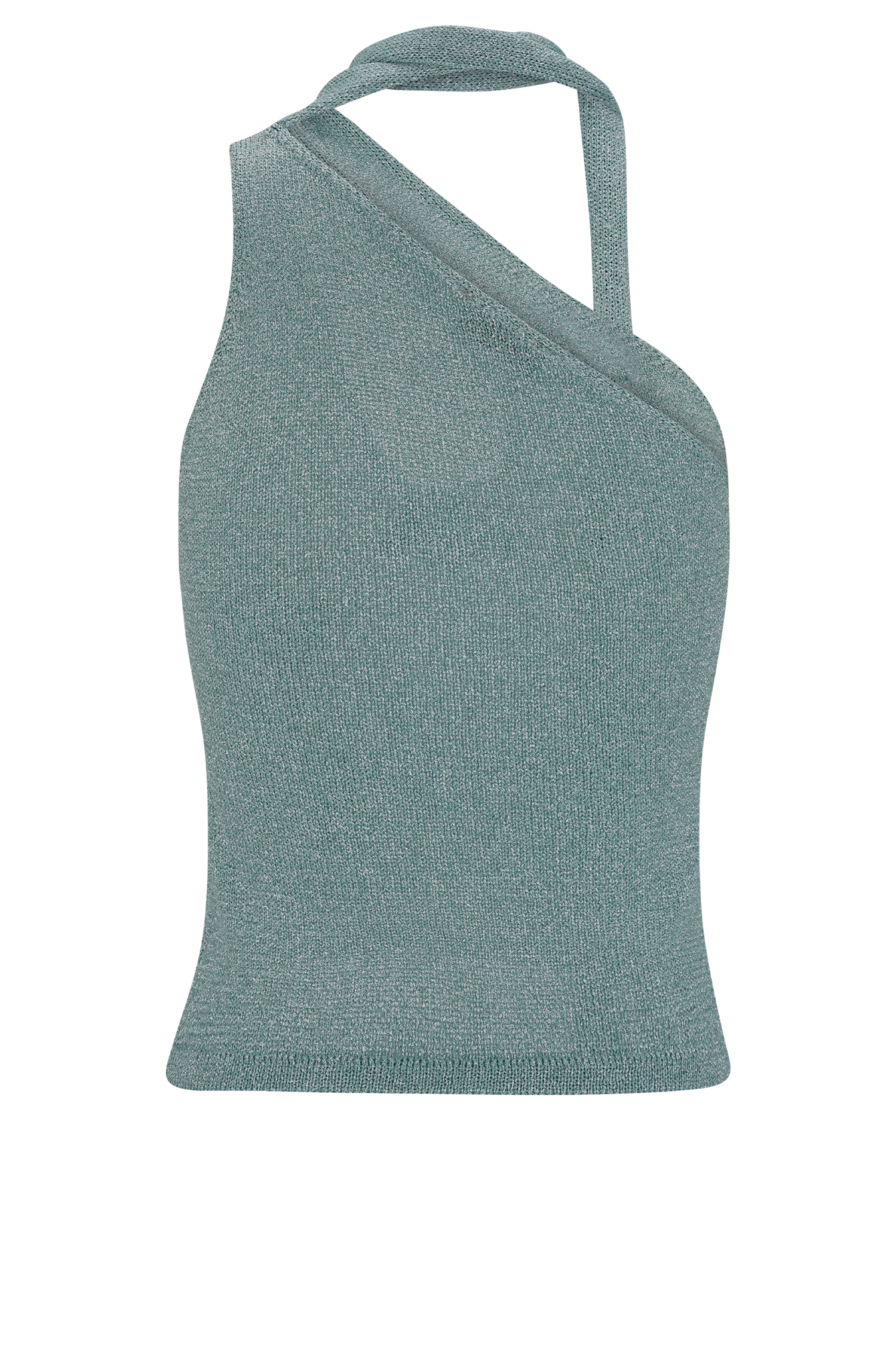 Leone One Shoulder Metallic Knit Top - Aqua #8