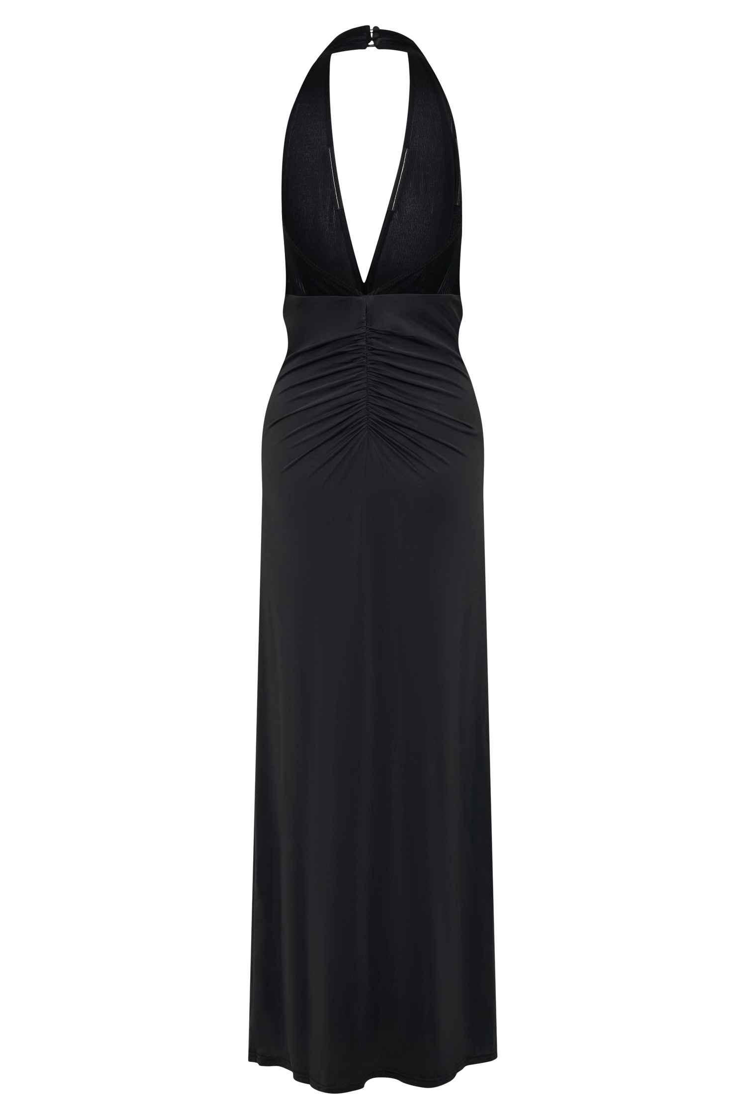 Lien Mesh Velvet Plunge Midi Dress - Black #6