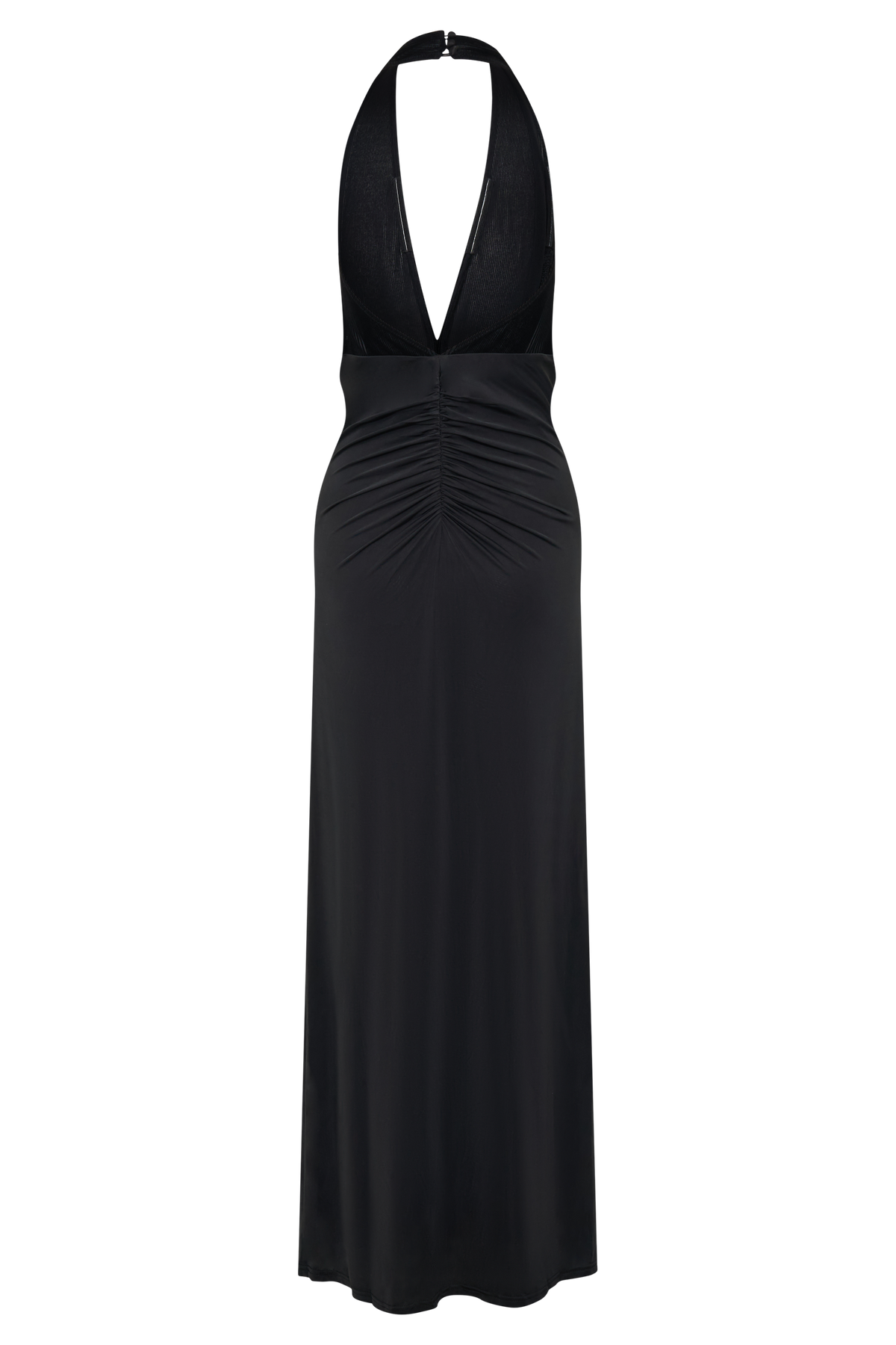 Lien Mesh Velvet Plunge Midi Dress - Black #6