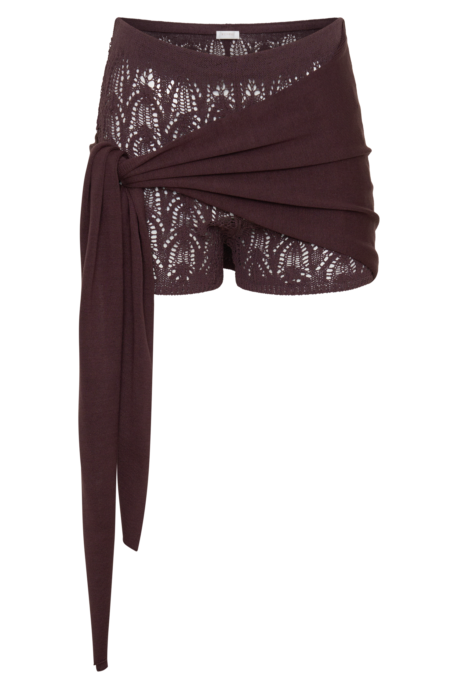 Liora Crochet Shorts With Knit Overlay - Chocolate #11