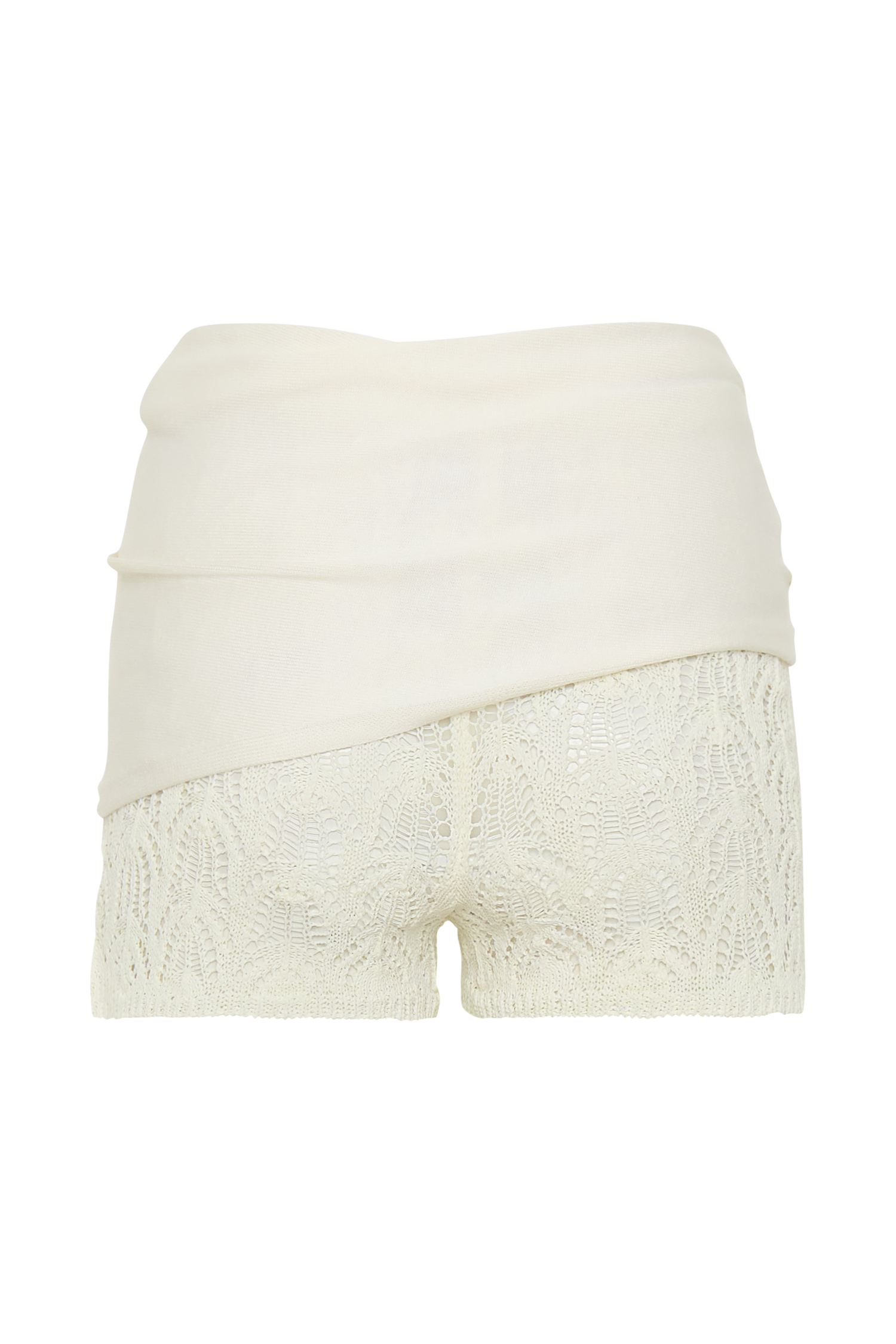 Liora Crochet Shorts With Knit Overlay - Ivory #8