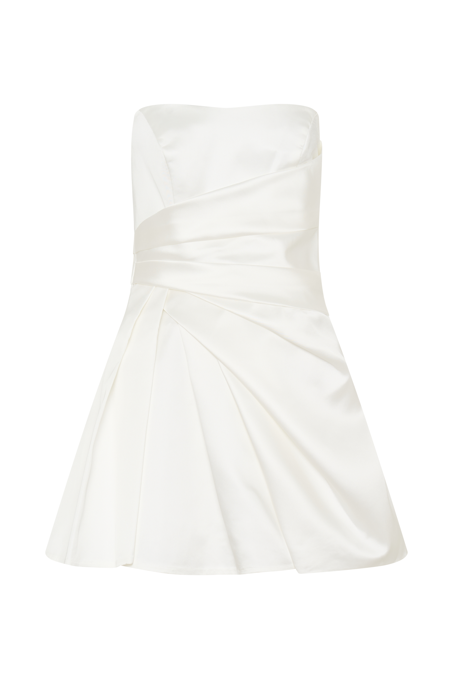 Lora Strapless Satin Mini Dress - White #9