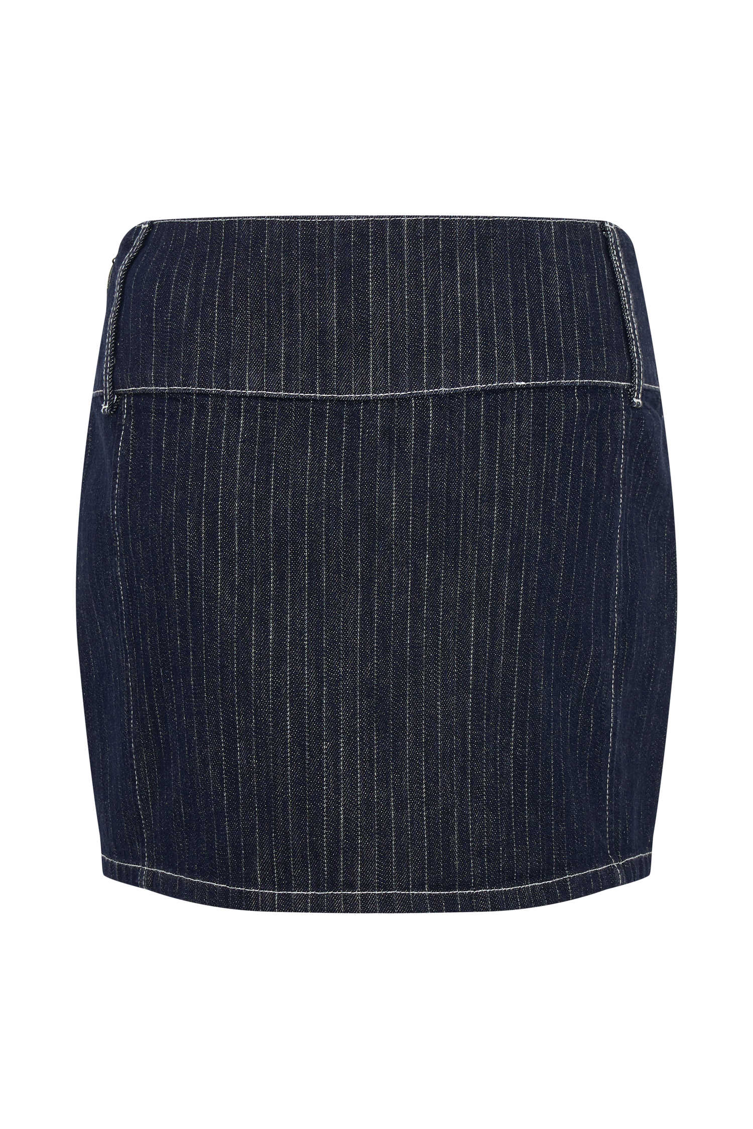 Loraine Mid Rise Denim Mini Skirt - Indigo Pinstripe #8
