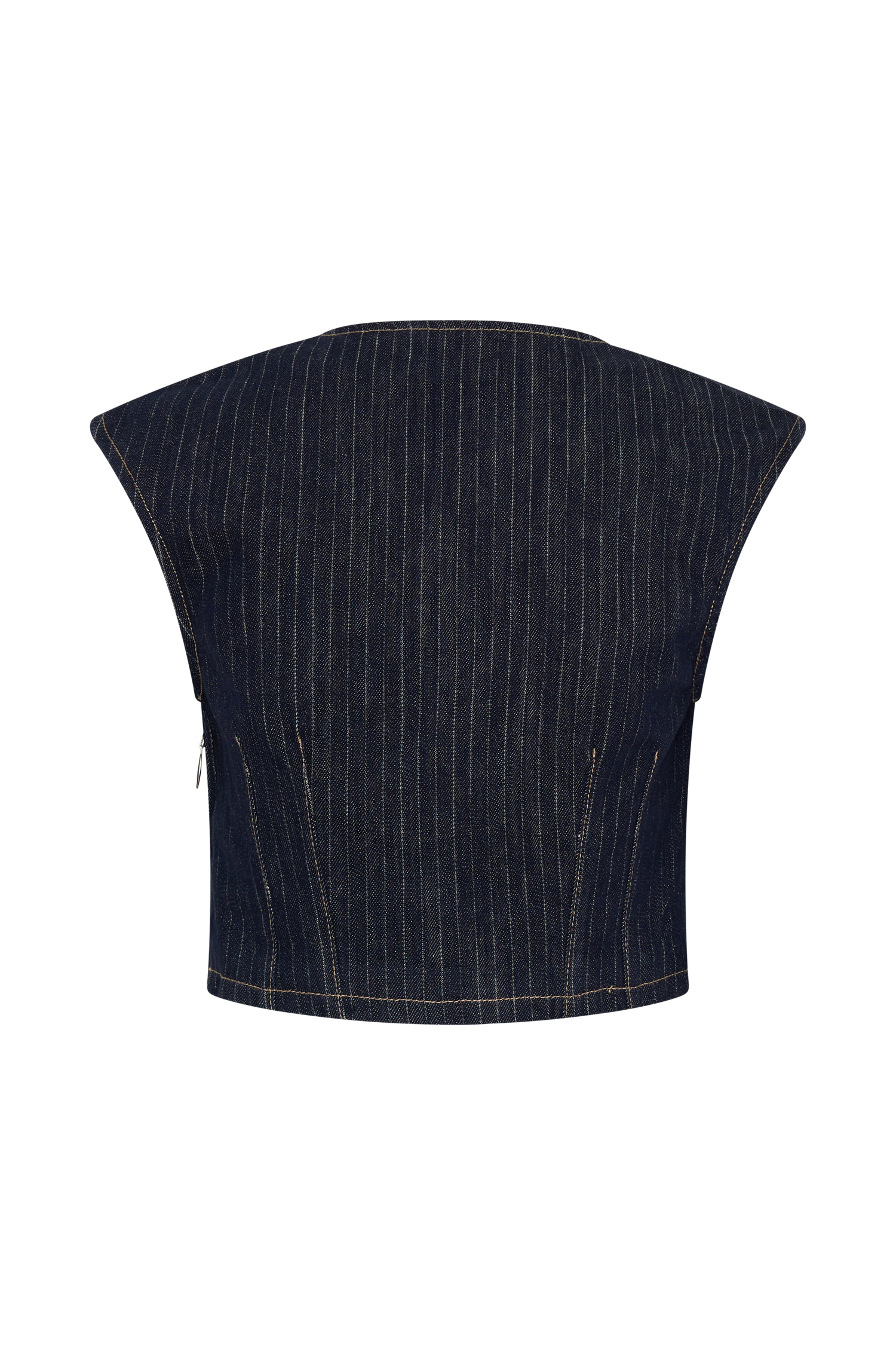 Loraine Sleeveless Denim Top - Indigo Pinstripe #10
