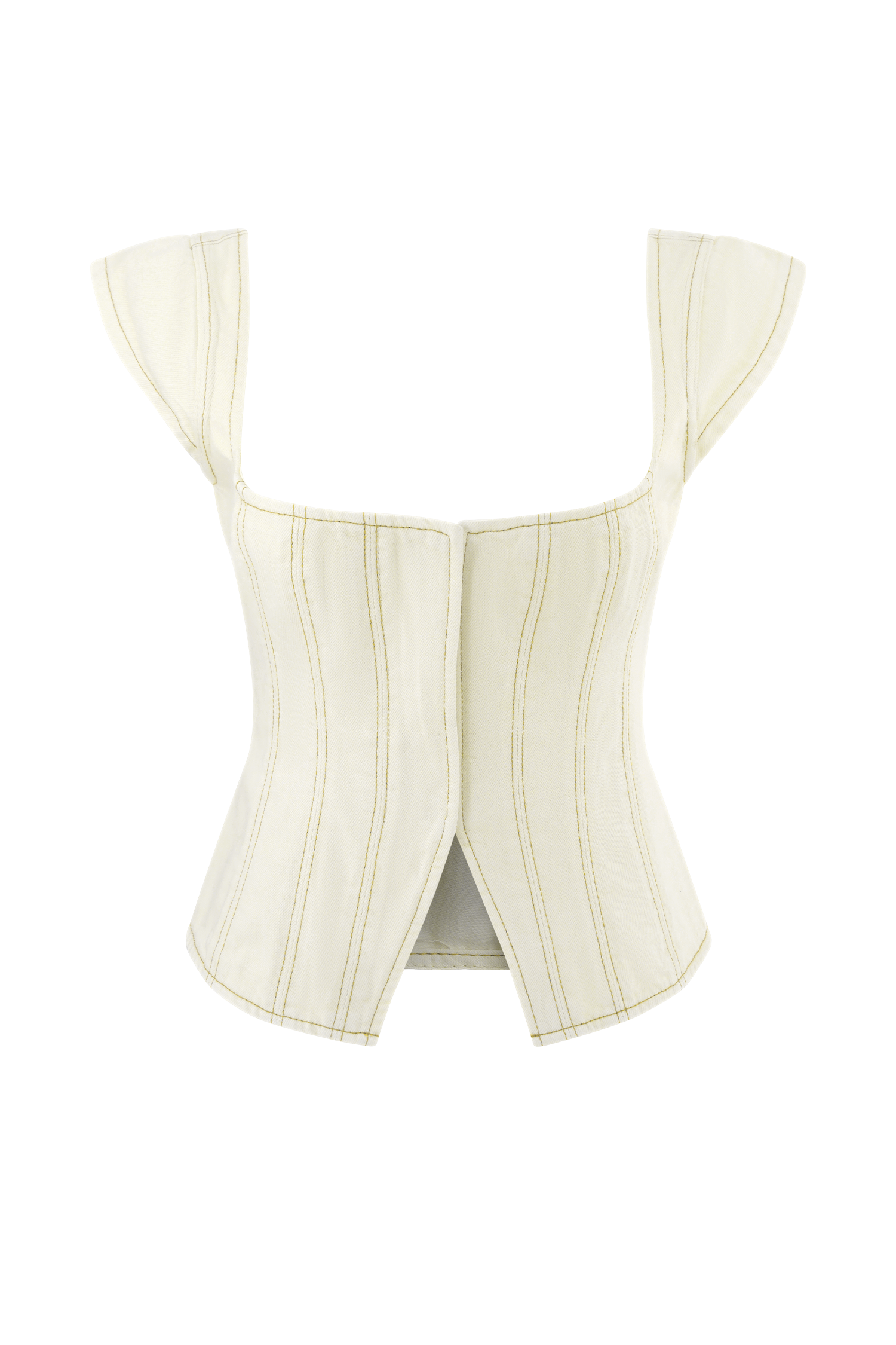 Loretta Cap Sleeve Denim Top - Ecru #9