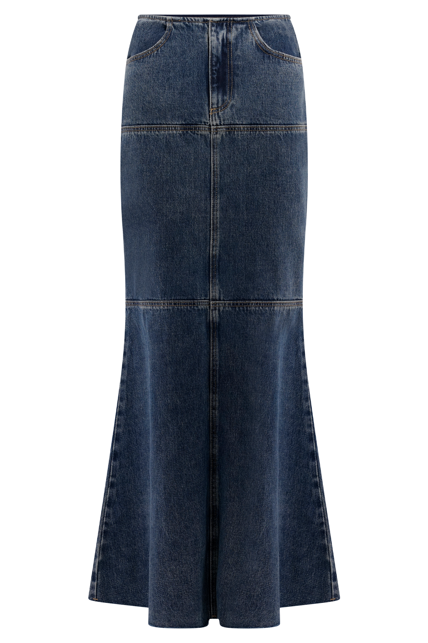 Loretta Denim Maxi Skirt - Washed Dark Blue #9