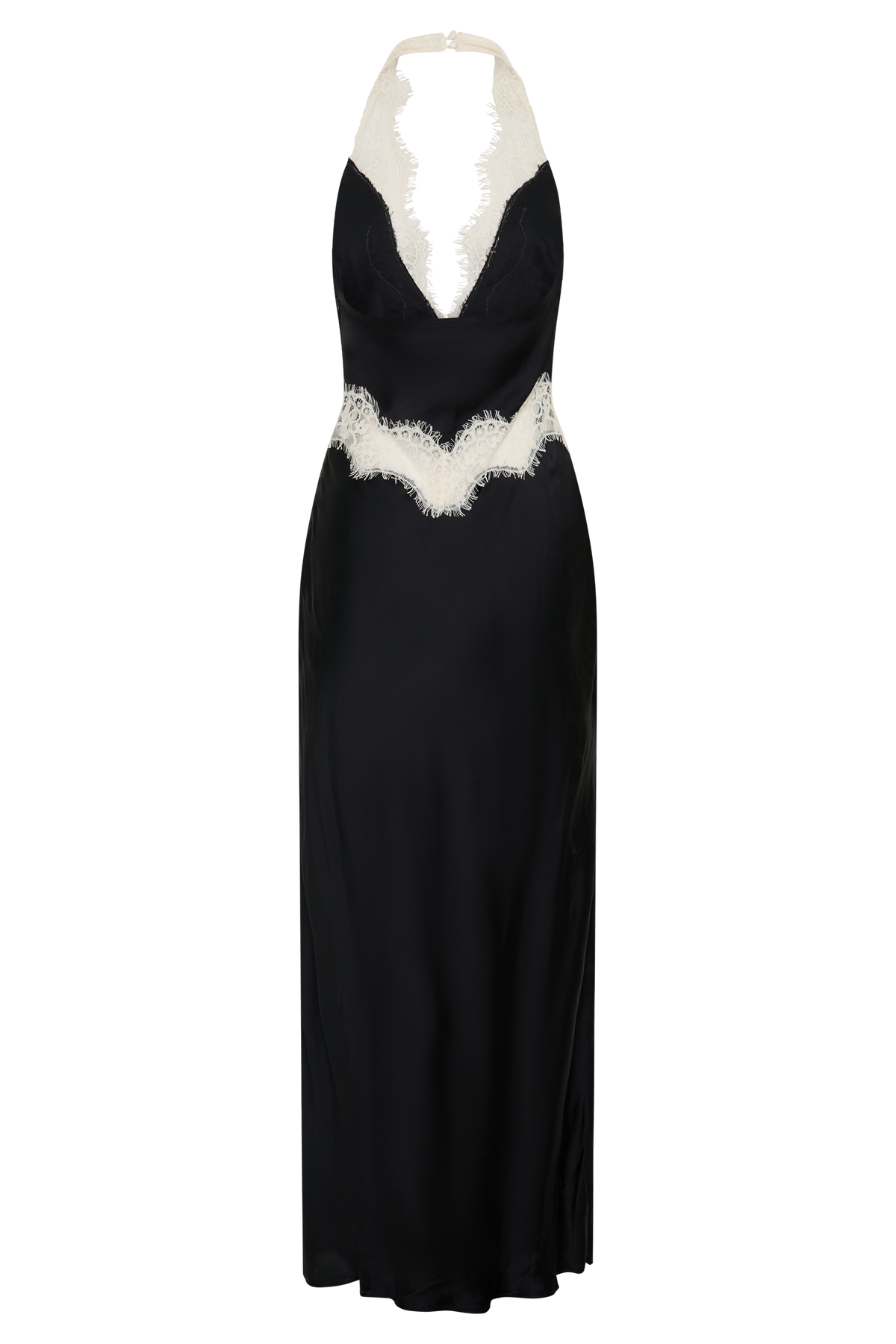 Louise Satin And Lace Maxi Dress - Black/Ivory