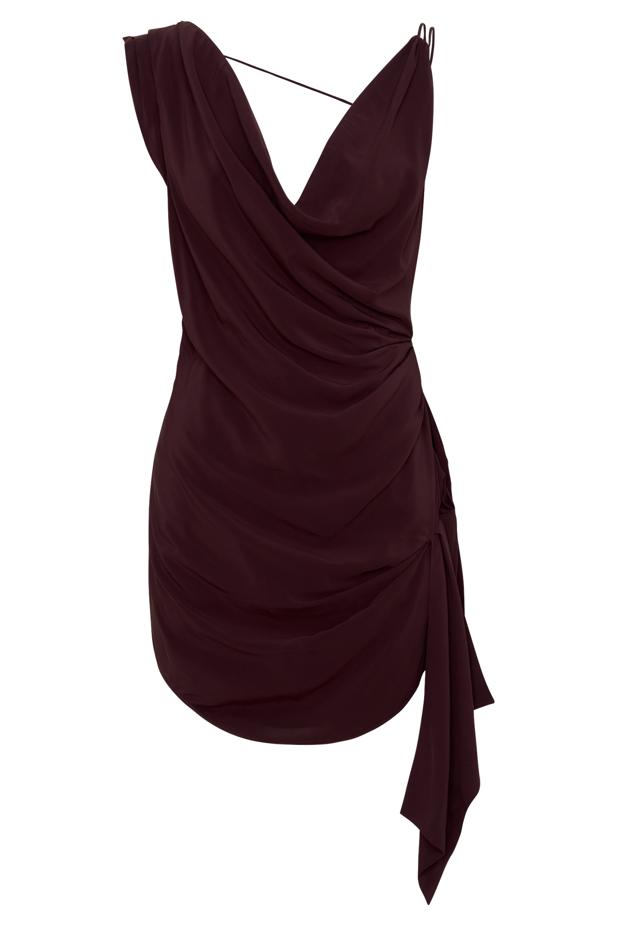 Lucile Cowl Drape Satin Mini Dress - Plum #9