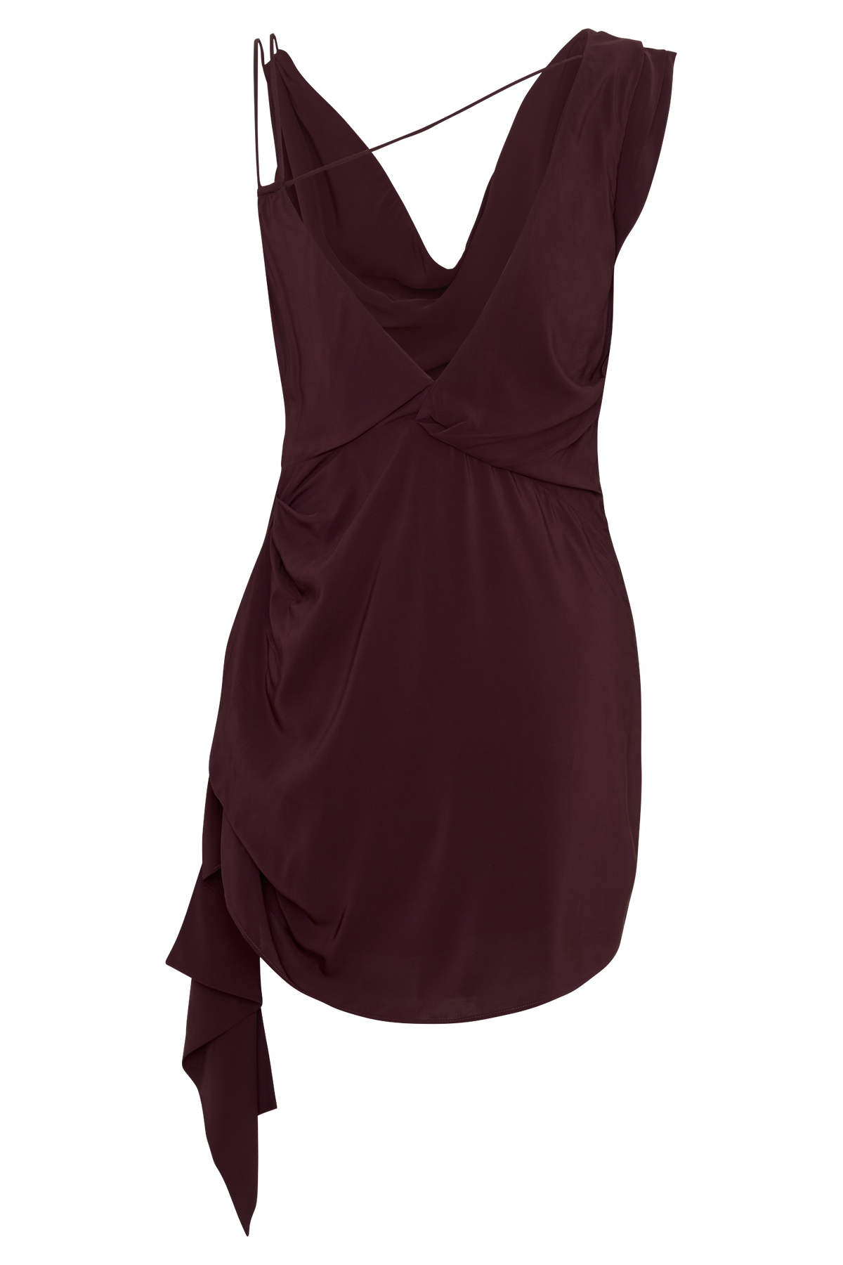 Lucile Cowl Drape Satin Mini Dress - Plum #8