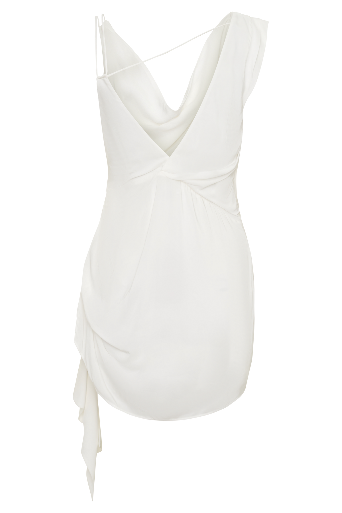 Lucile Cowl Drape Satin Mini Dress - White #8