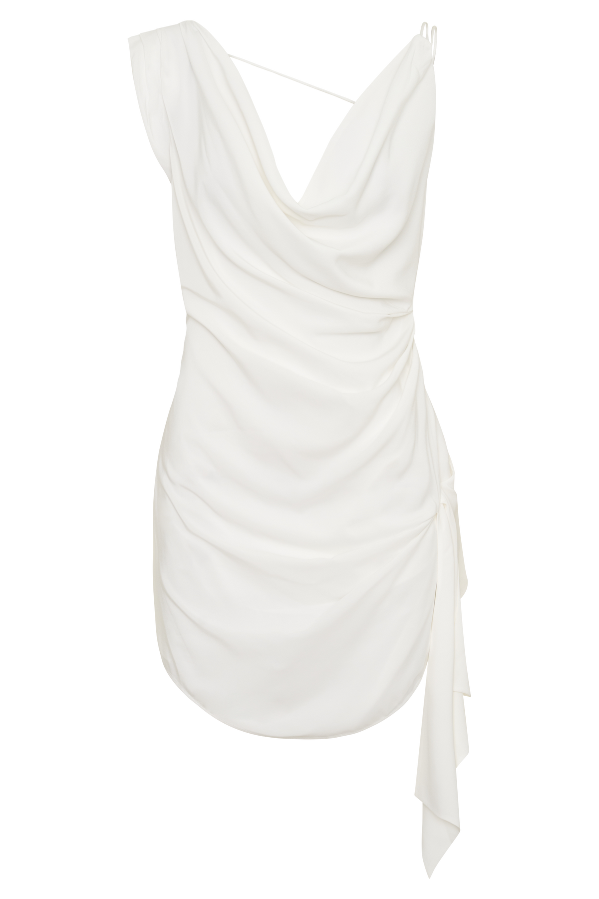 Lucile Cowl Drape Satin Mini Dress - White #9