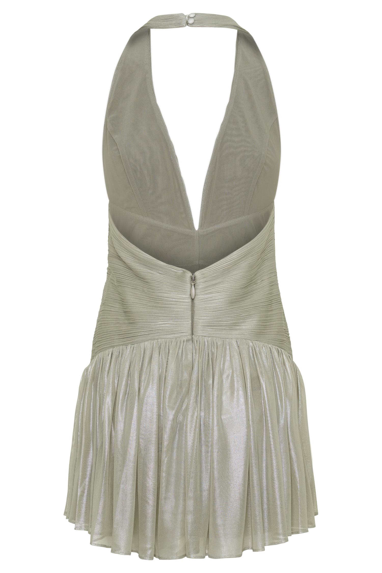Lucille Halter Pleated Mini Dress - Silver #8