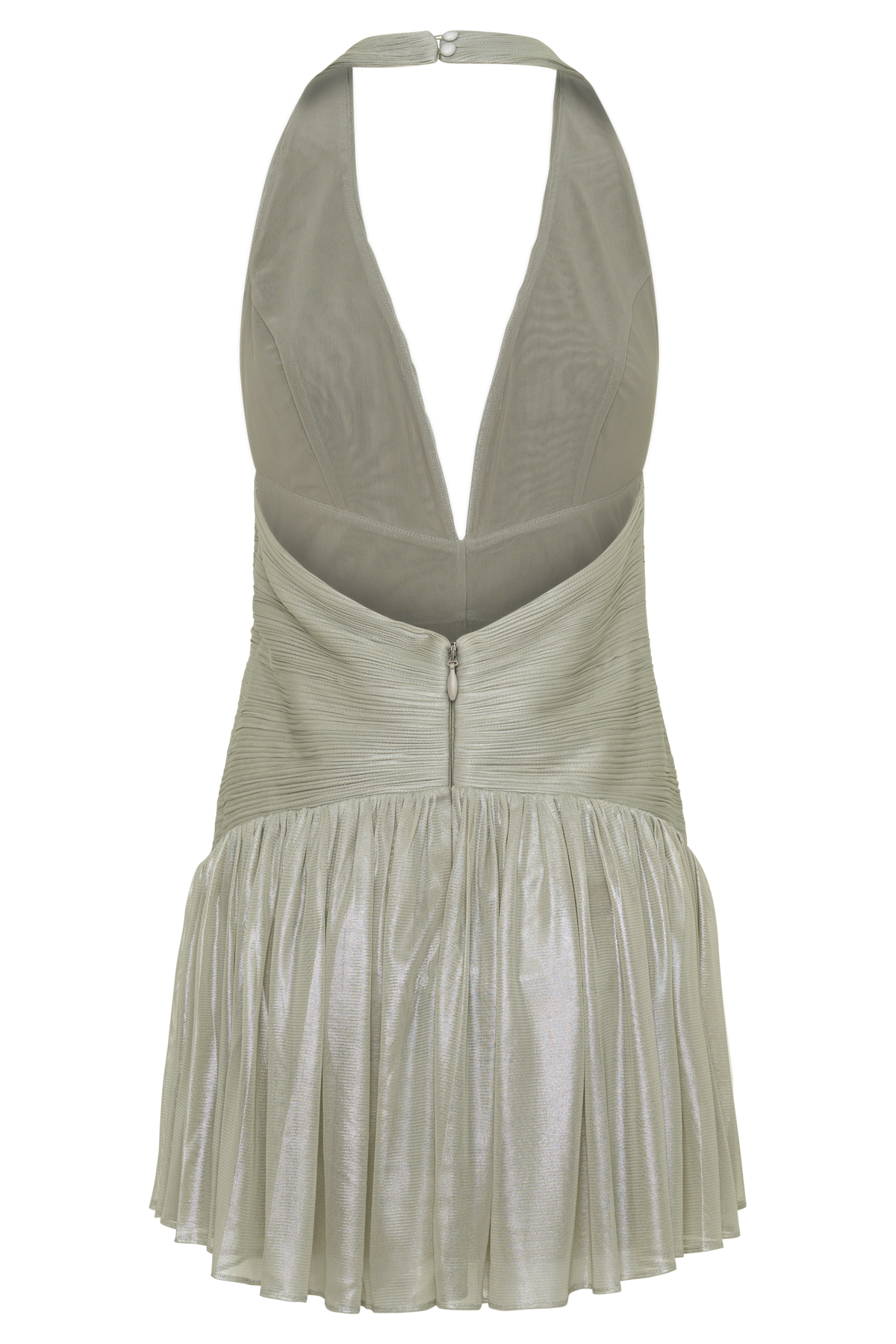 Lucille Halter Pleated Mini Dress - Silver #8