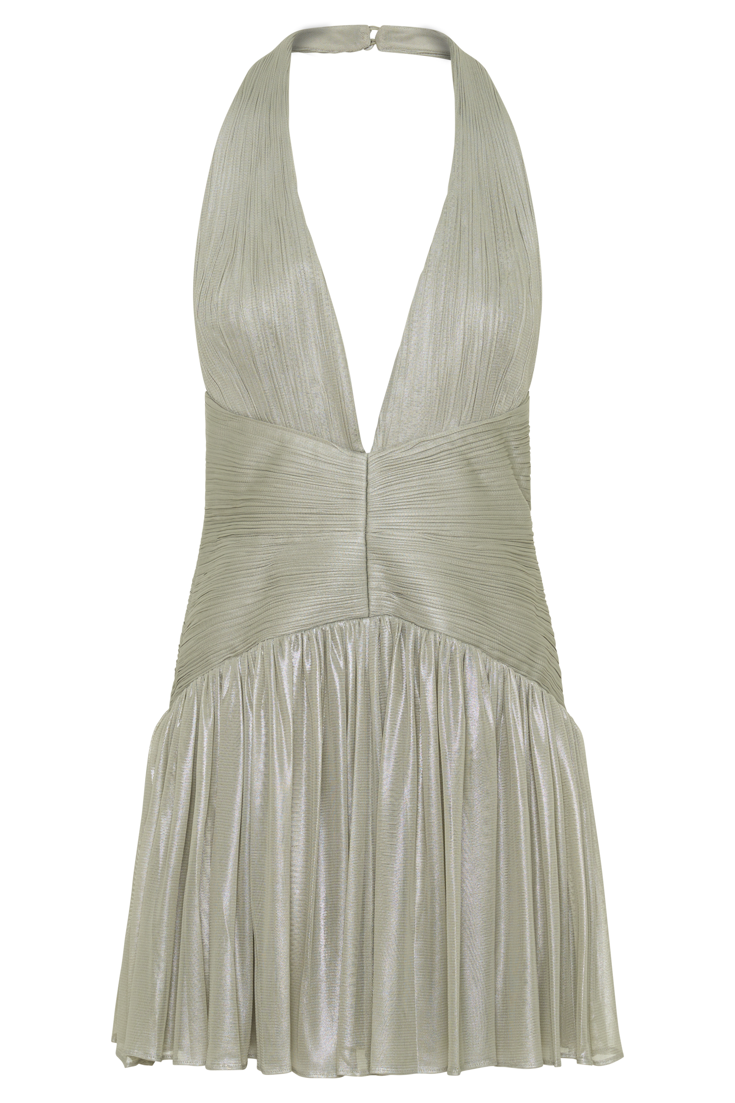 Lucille Halter Pleated Mini Dress - Silver #9