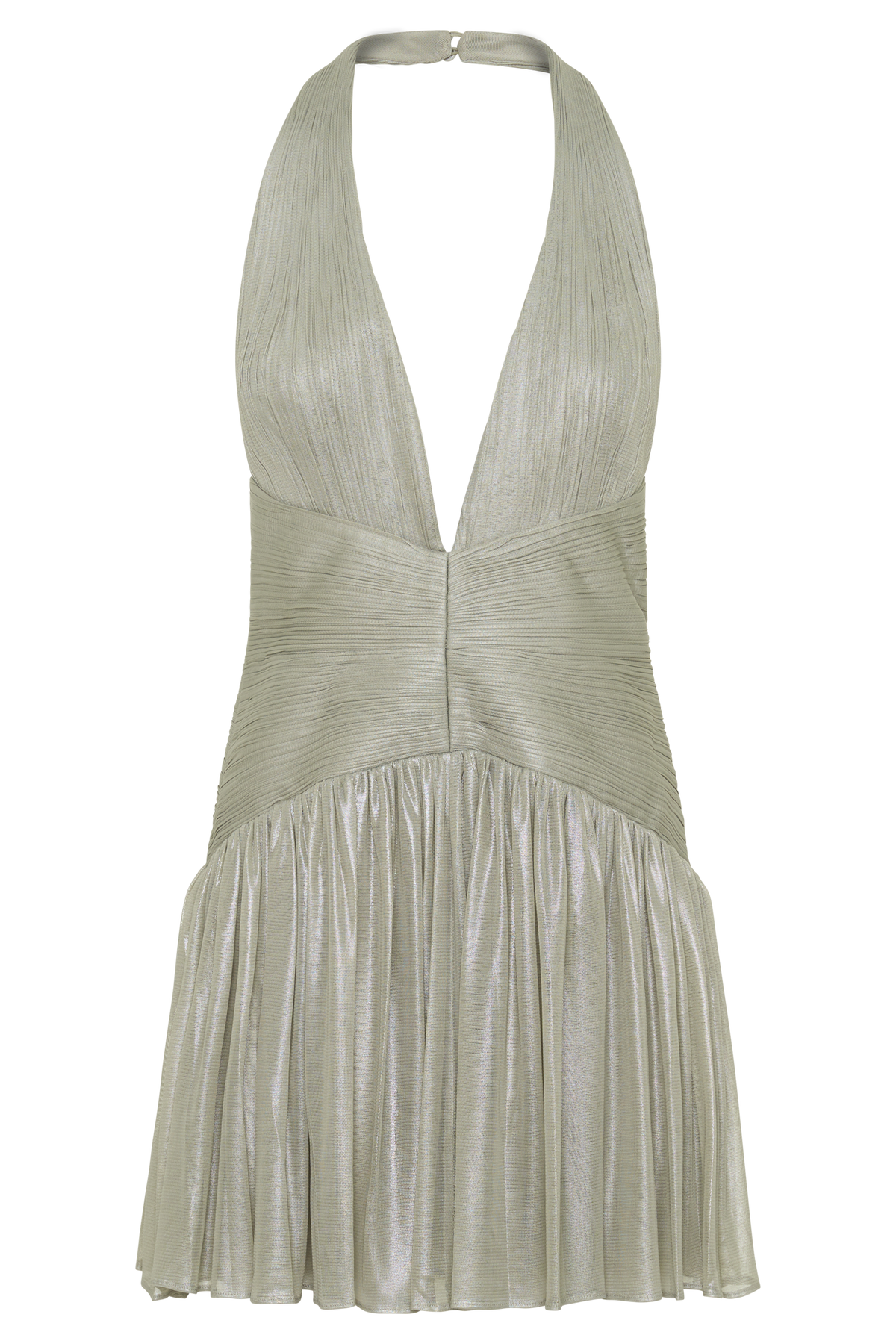 Lucille Halter Pleated Mini Dress - Silver #9
