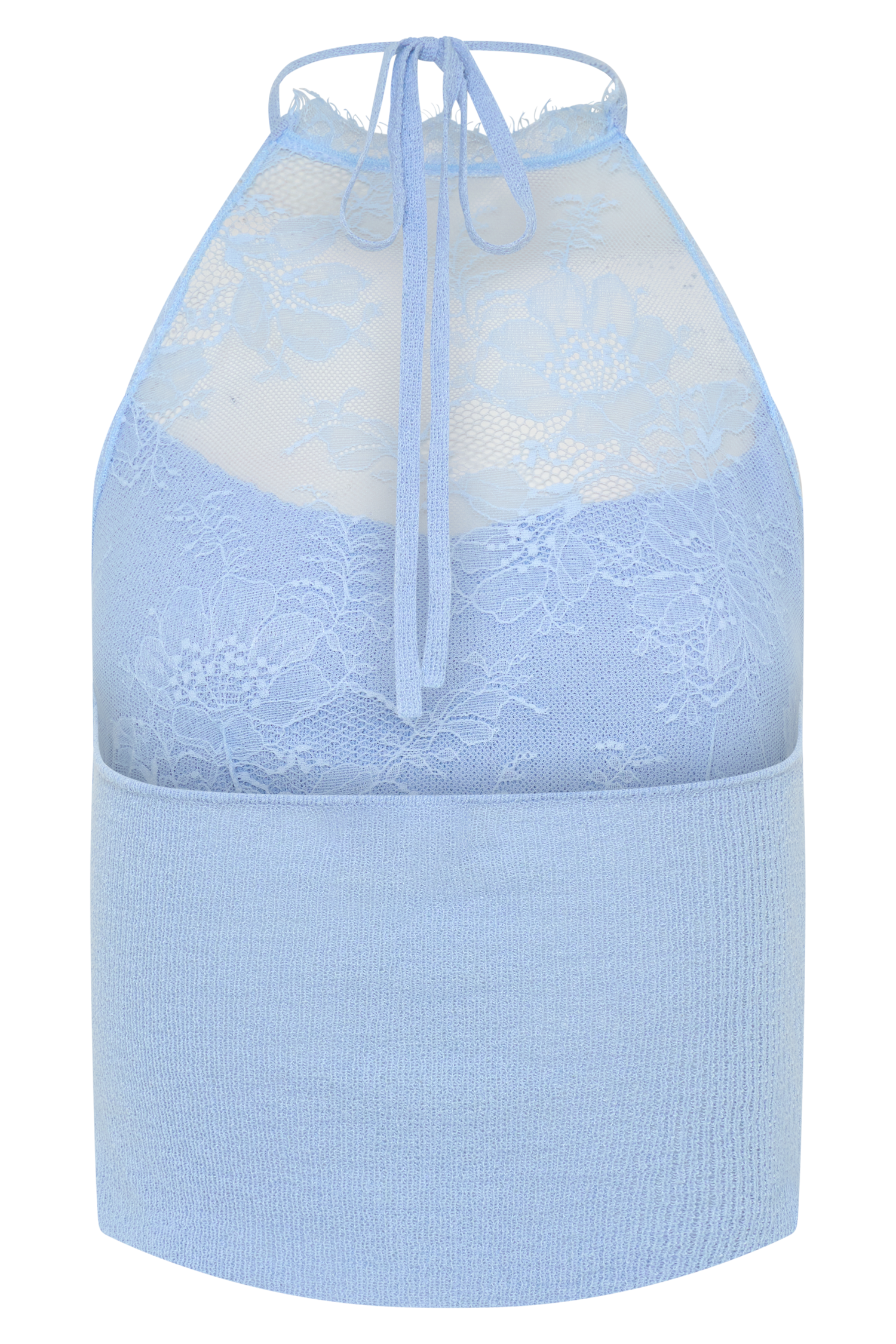 Lucy Lace And Knit Halter Top - Cornflower Blue #8