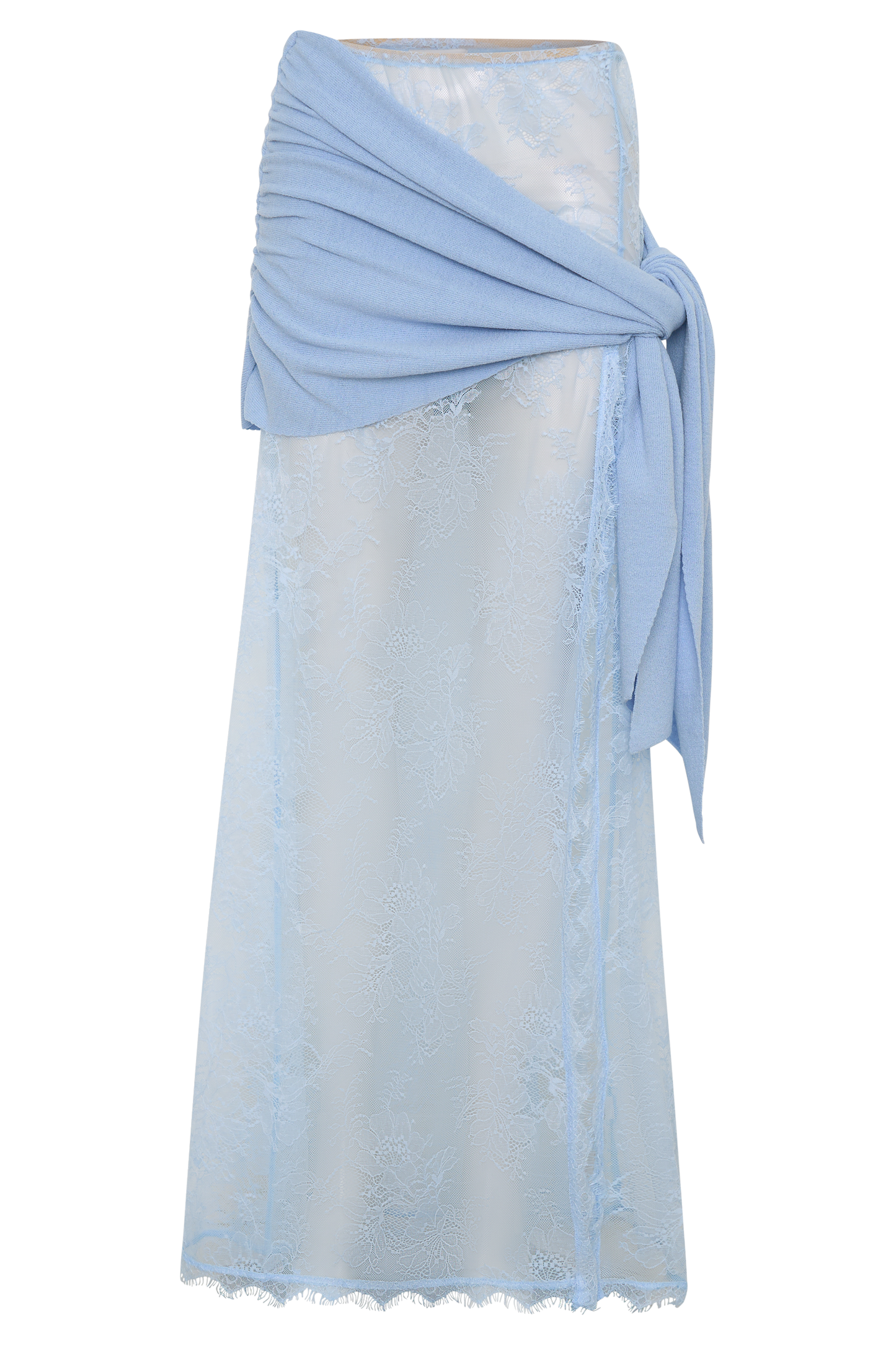 Lucy Lace And Knit Skirt - Cornflower Blue