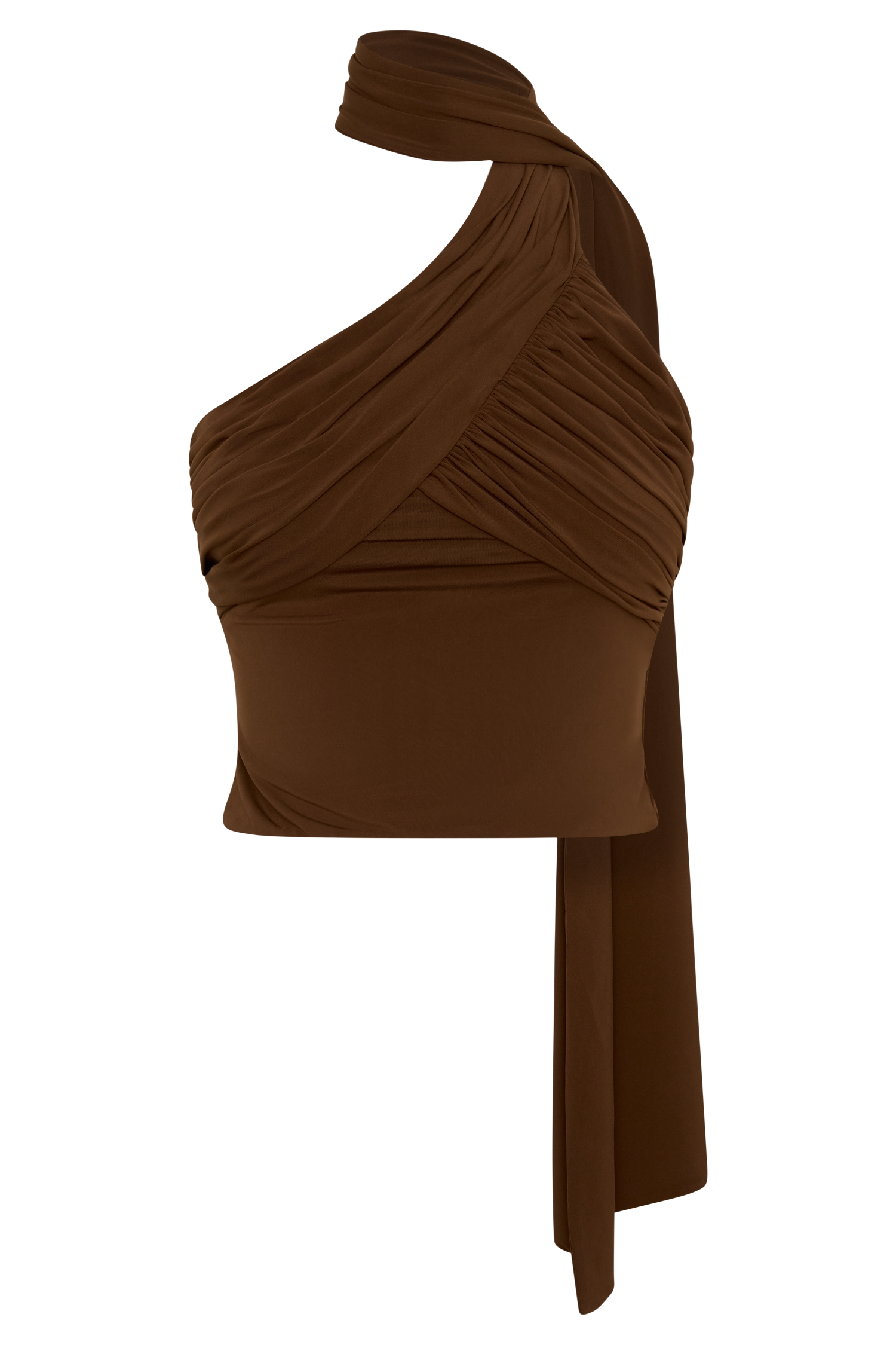 Lydia Slinky Asymmetrical Halter Top - Chocolate #9