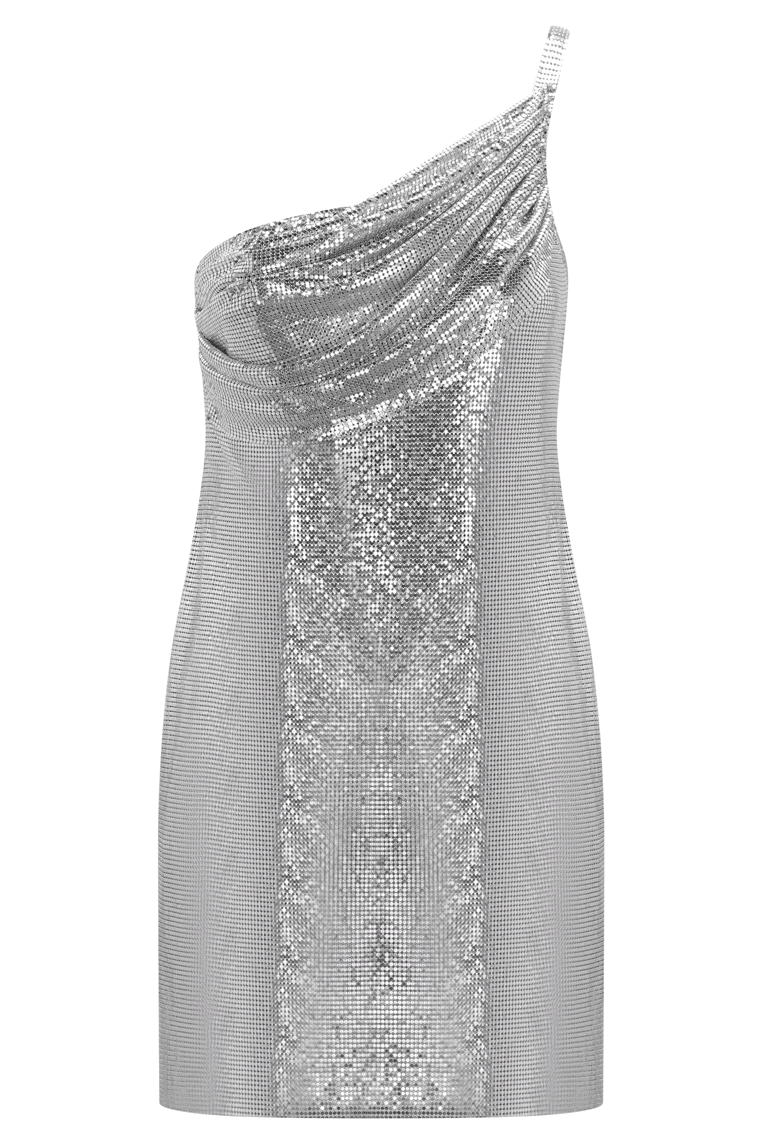 Lyle One Shoulder Glow Mesh Mini Dress - Silver #5