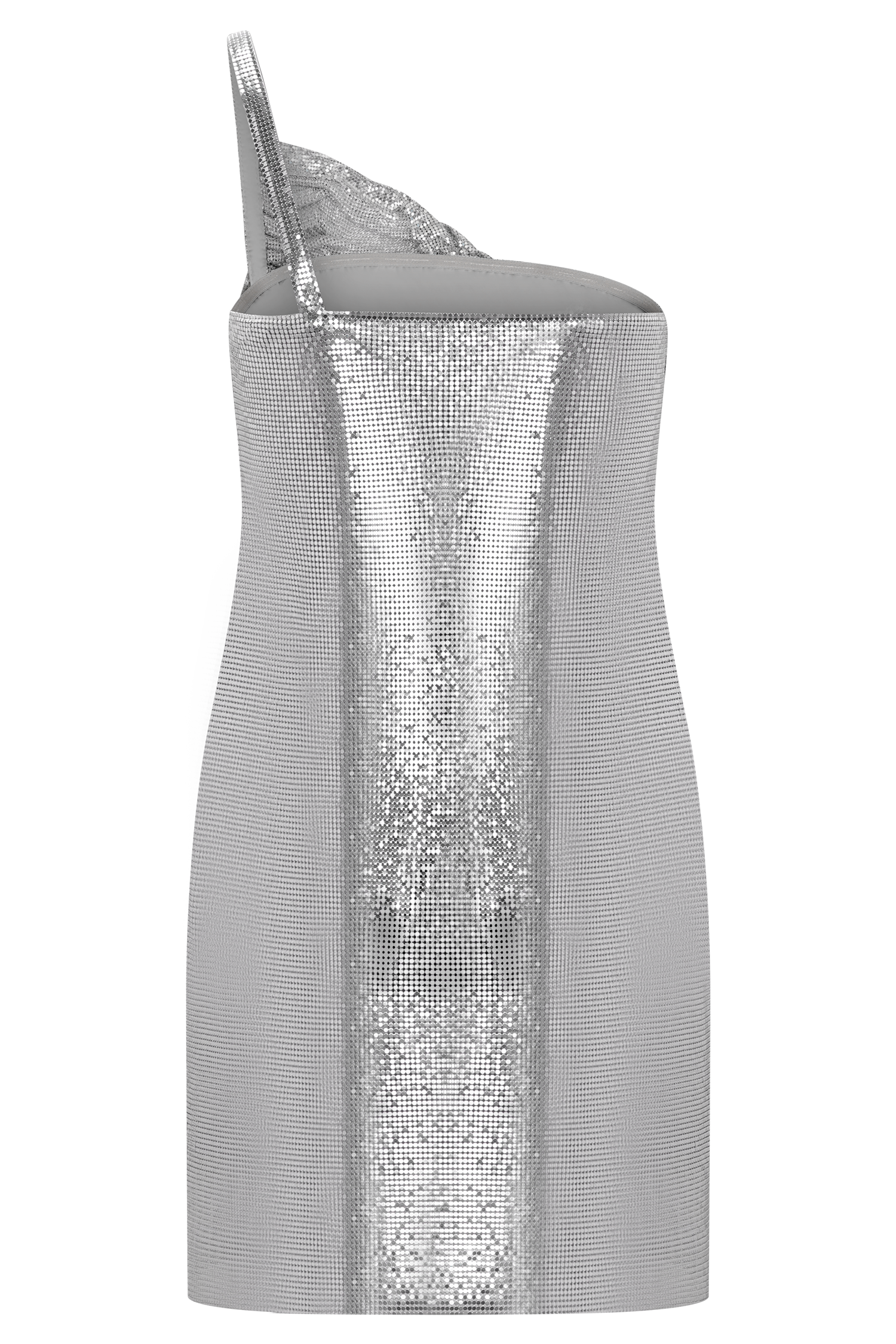 Lyle One Shoulder Glow Mesh Mini Dress - Silver #4