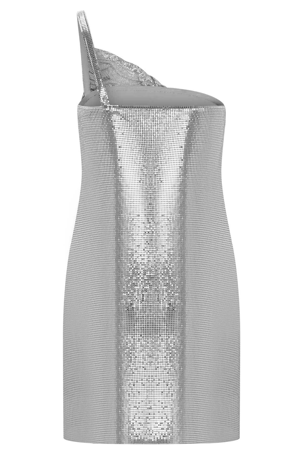 Lyle One Shoulder Glow Mesh Mini Dress - Silver #14