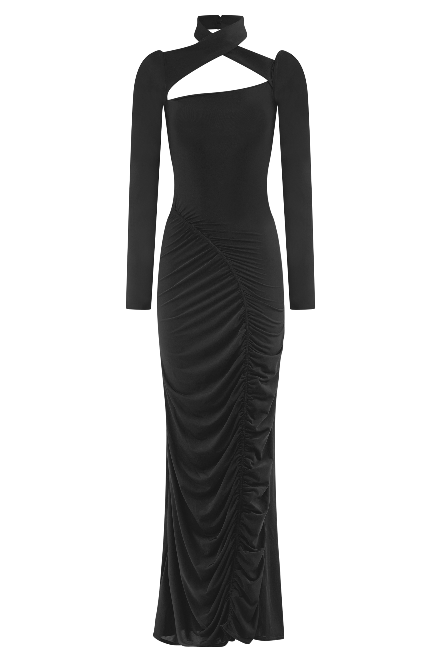 Lyndon Long Sleeve Slinky Maxi Dress - Black #8