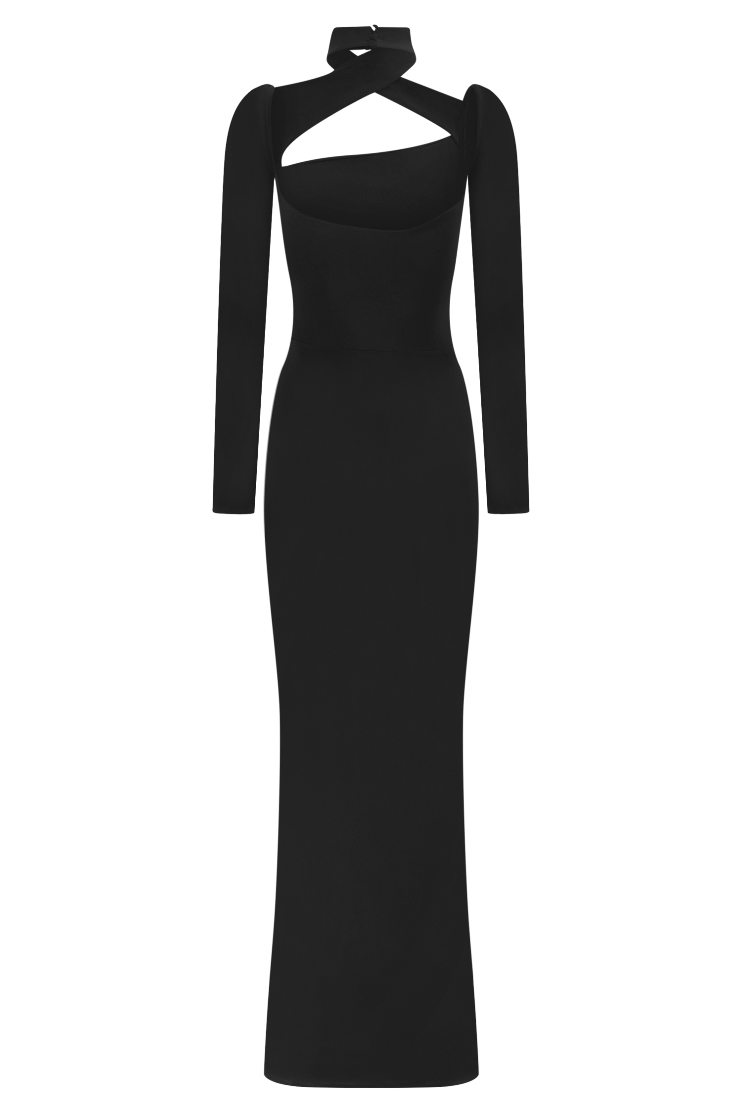 Lyndon Long Sleeve Slinky Maxi Dress - Black #7