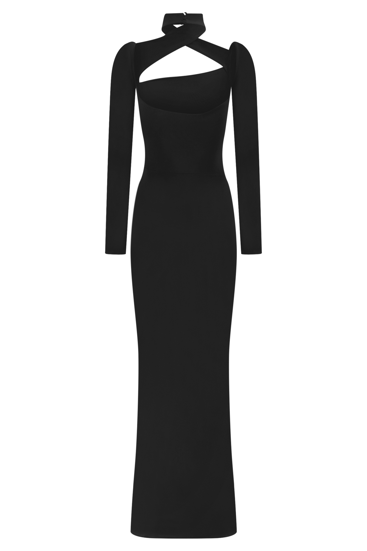 Lyndon Long Sleeve Slinky Maxi Dress - Black